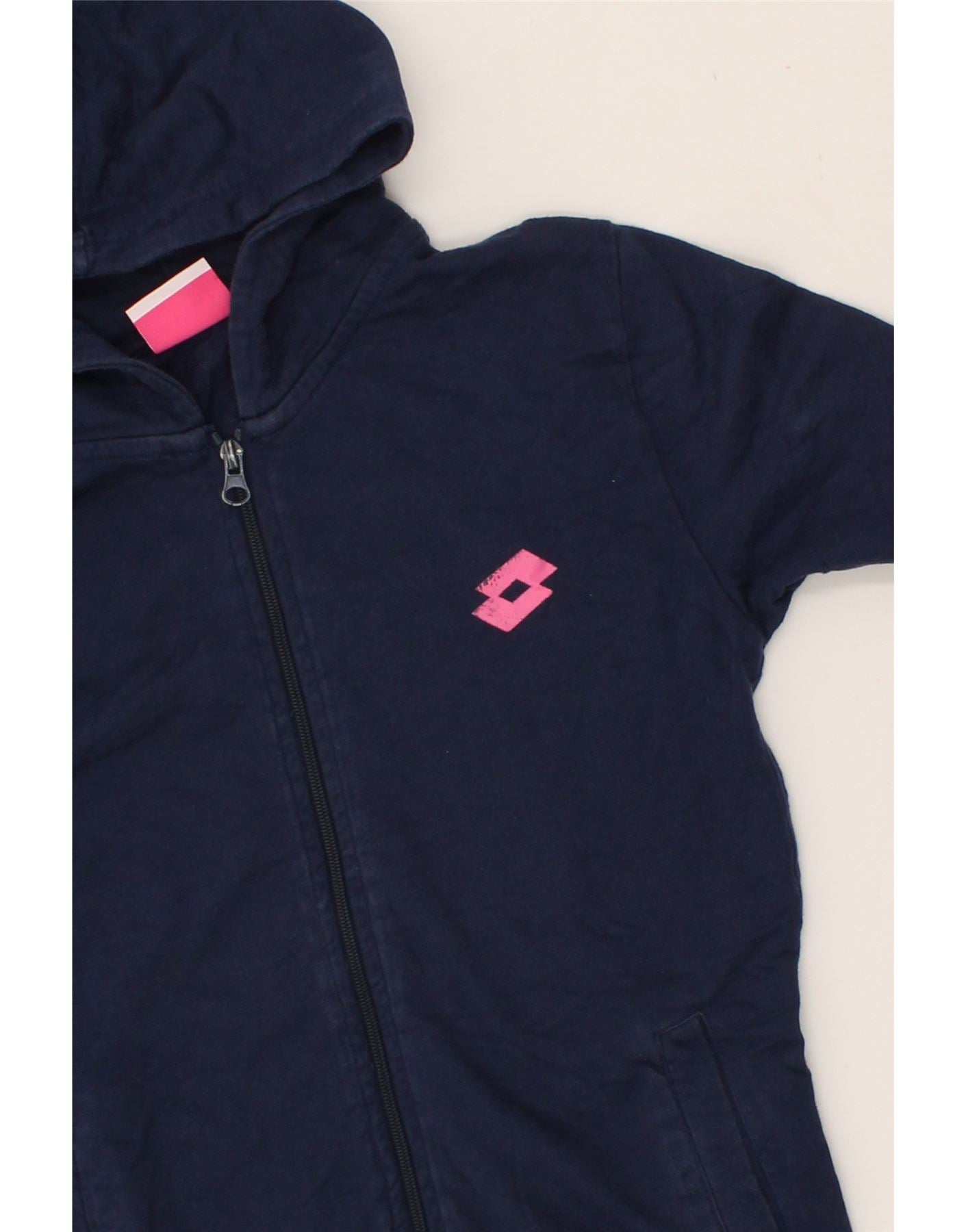LOTTO Girls Zip Hoodie Sweater 11-12 Years Navy Blue Cotton Vintage Lotto and Second-Hand Lotto from Messina Hembry