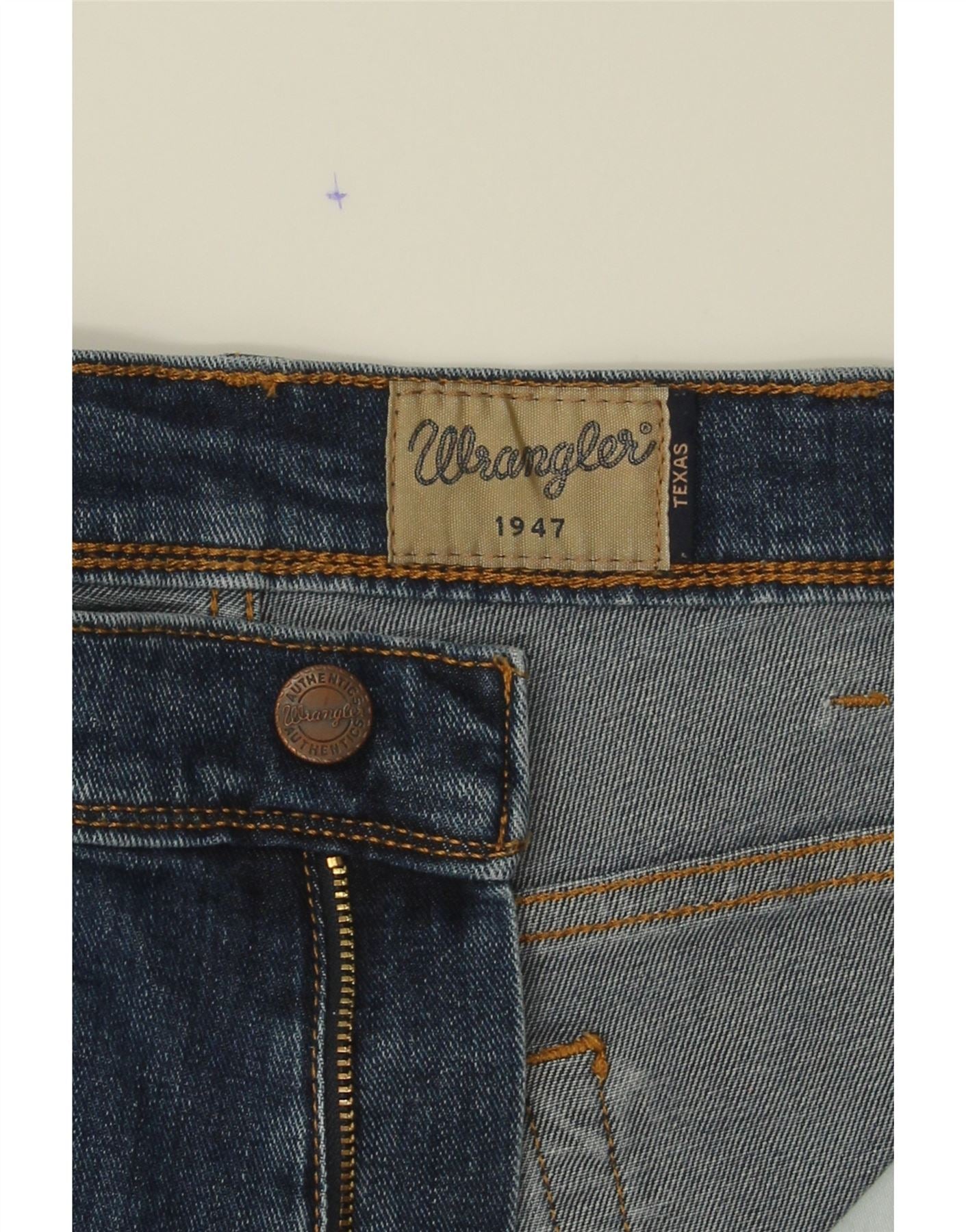 WRANGLER Mens Texas Stretch Straight Capri Jeans W38 L24 Blue Cotton Vintage Wrangler and Second-Hand Wrangler from Messina Hembry
