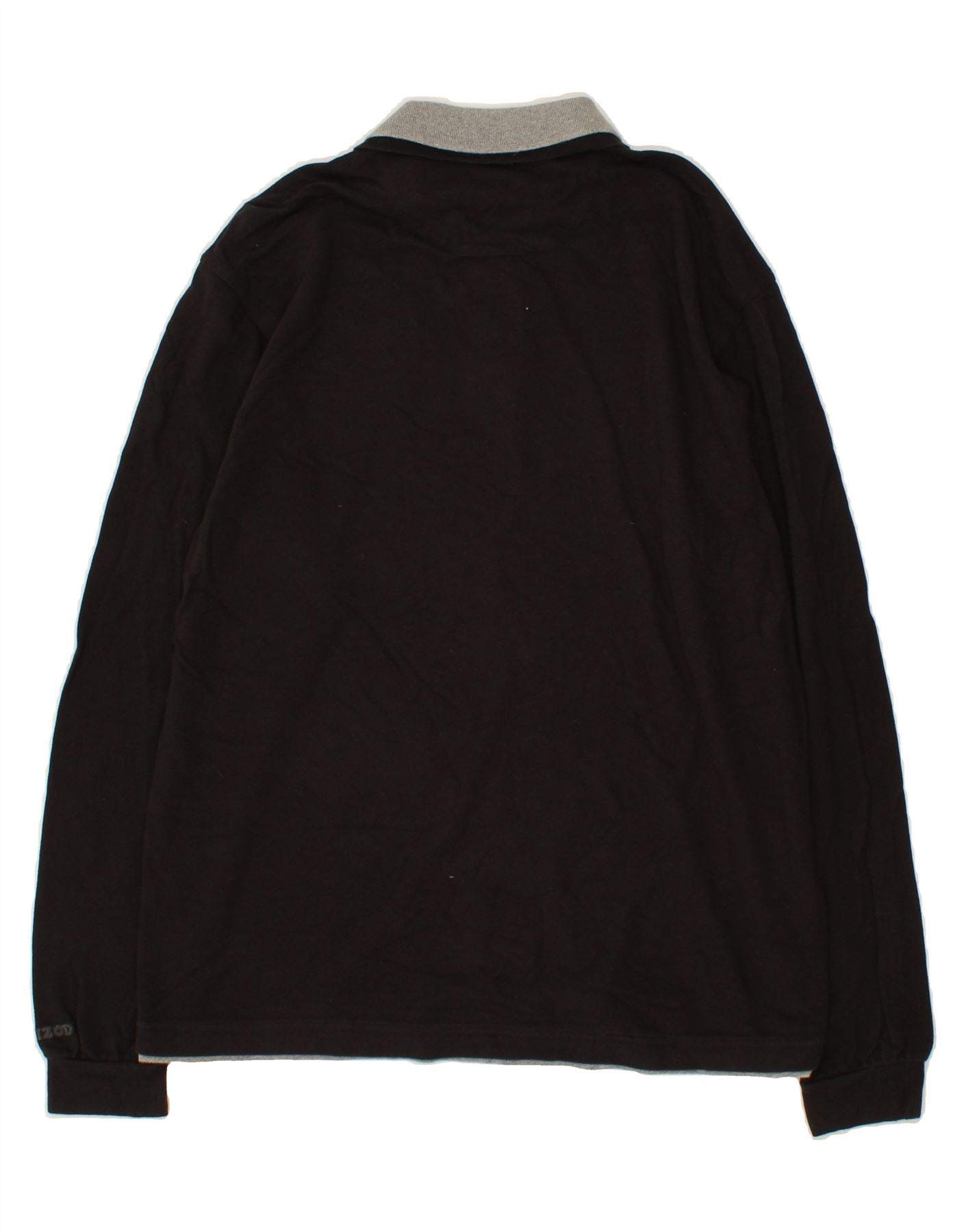 IZOD Mens Long Sleeve Polo Shirt Medium Black Cotton Vintage Izod and Second-Hand Izod from Messina Hembry