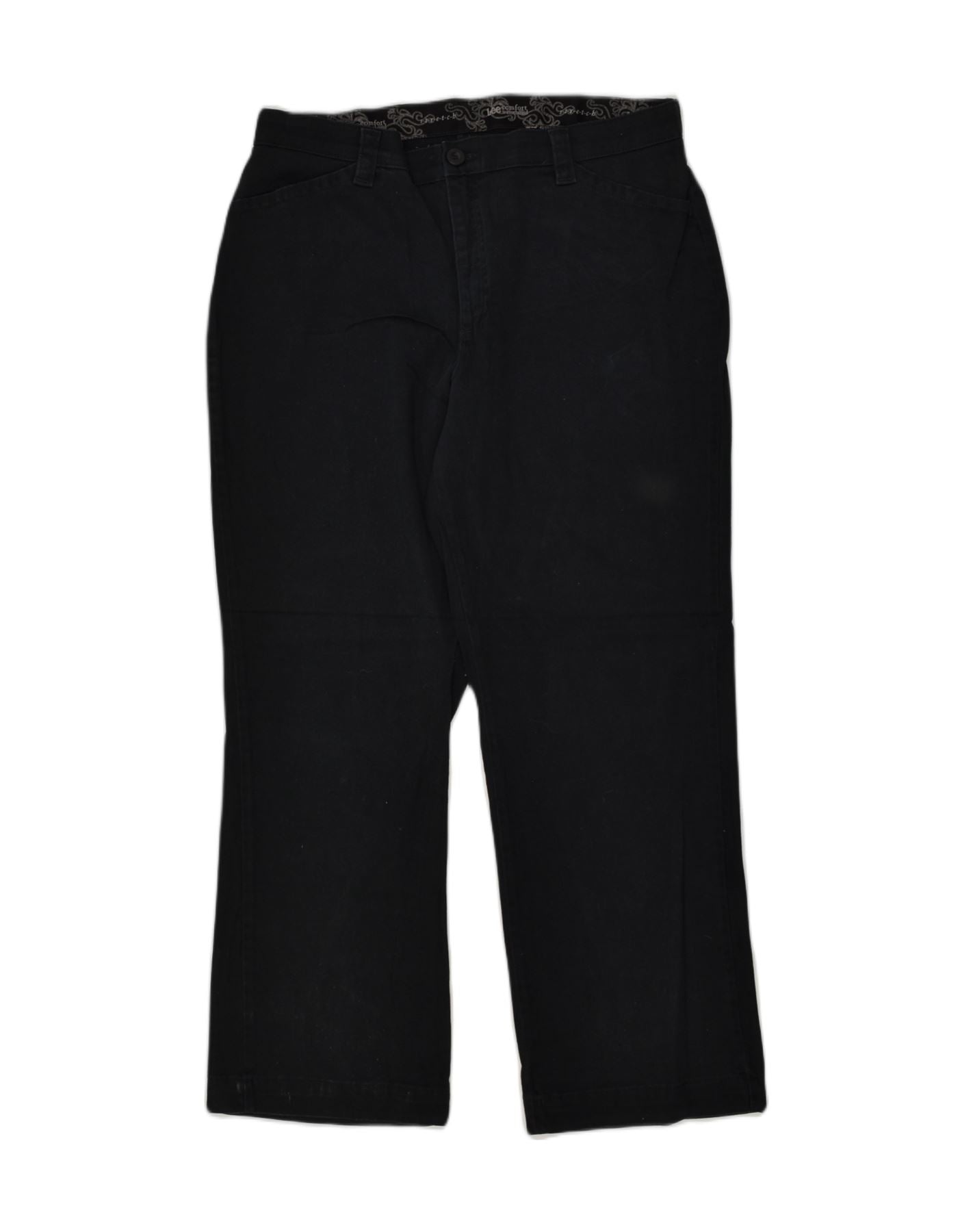 LEE Womens Petite Straight Casual Trousers US 16 2XL W36 L30 Black Cotton | Vintage Lee | Thrift | Second-Hand Lee | Used Clothing | Messina Hembry
