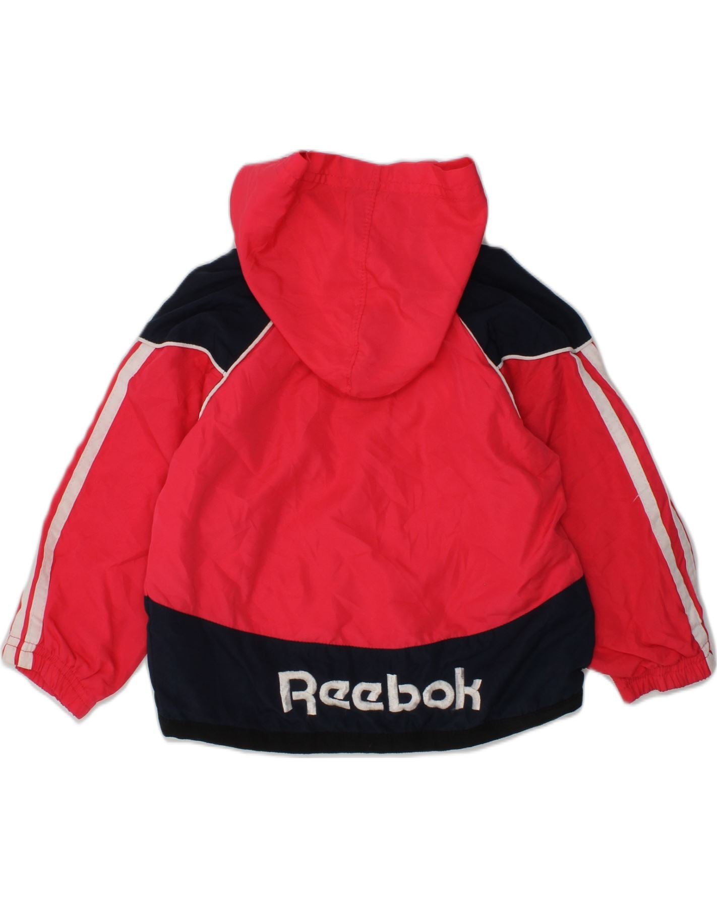 REEBOK Girls Graphic Hooded Rain Jacket 2-3 Years Red Colourblock | Vintage Reebok | Thrift | Second-Hand Reebok | Used Clothing | Messina Hembry