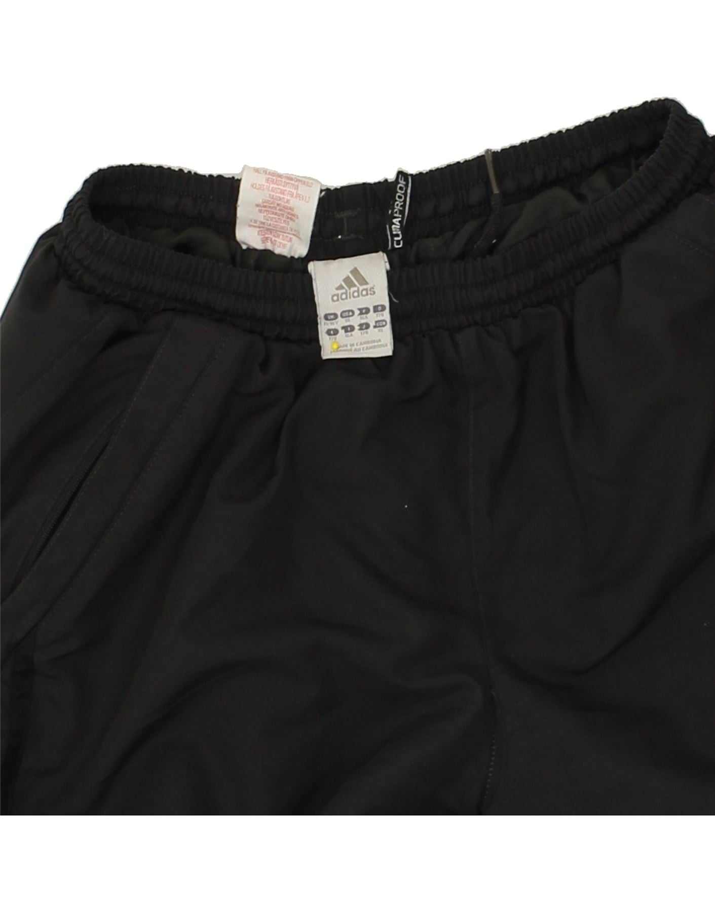 ADIDAS Boys Clima Proof Tracksuit Trousers 15-16 Years Black Polyester Vintage Adidas and Second-Hand Adidas from Messina Hembry