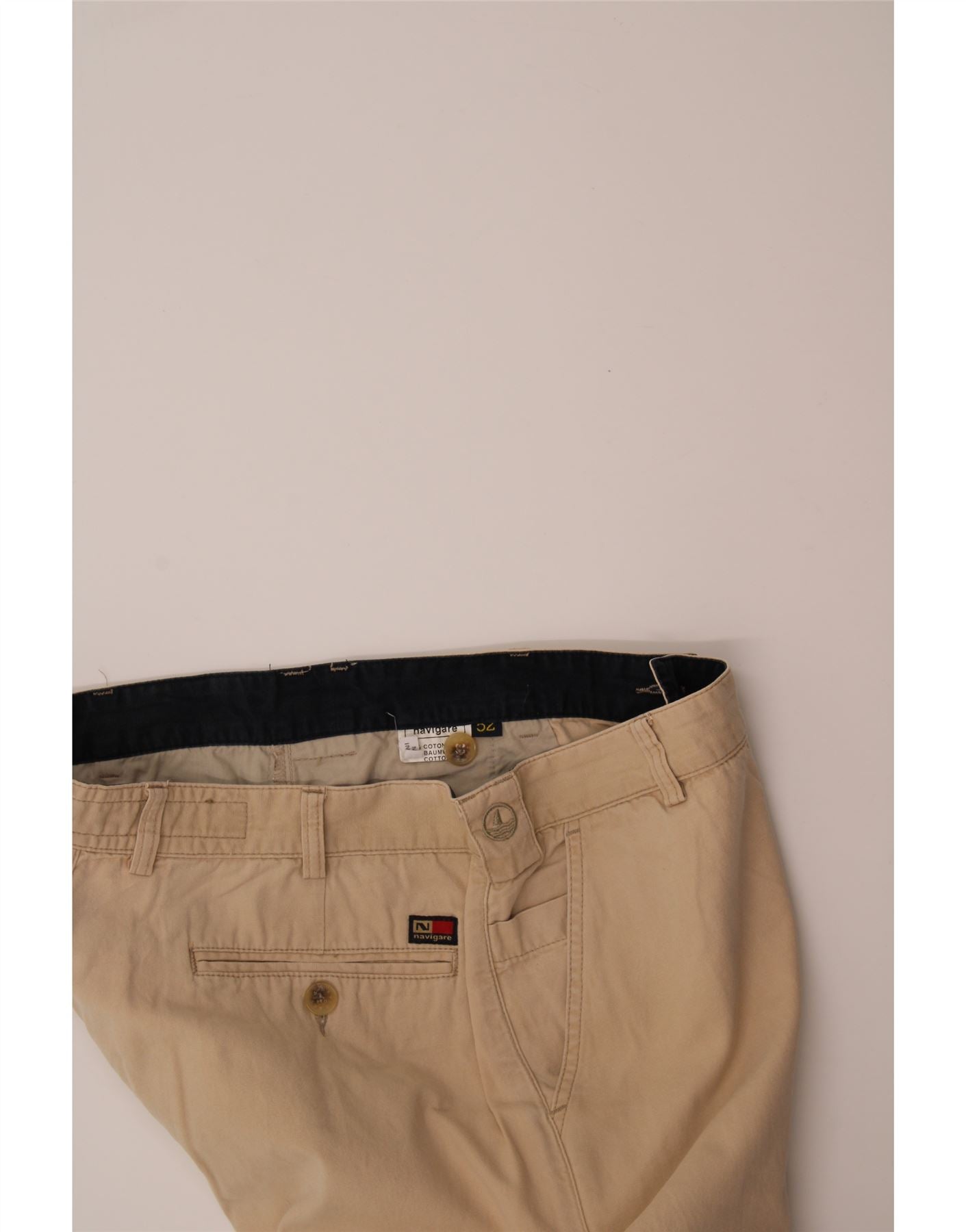 NAVIGARE Mens Yachting Straight Chino Trousers IT 52 XL W34 L31 Beige Vintage Navigare and Second-Hand Navigare from Messina Hembry