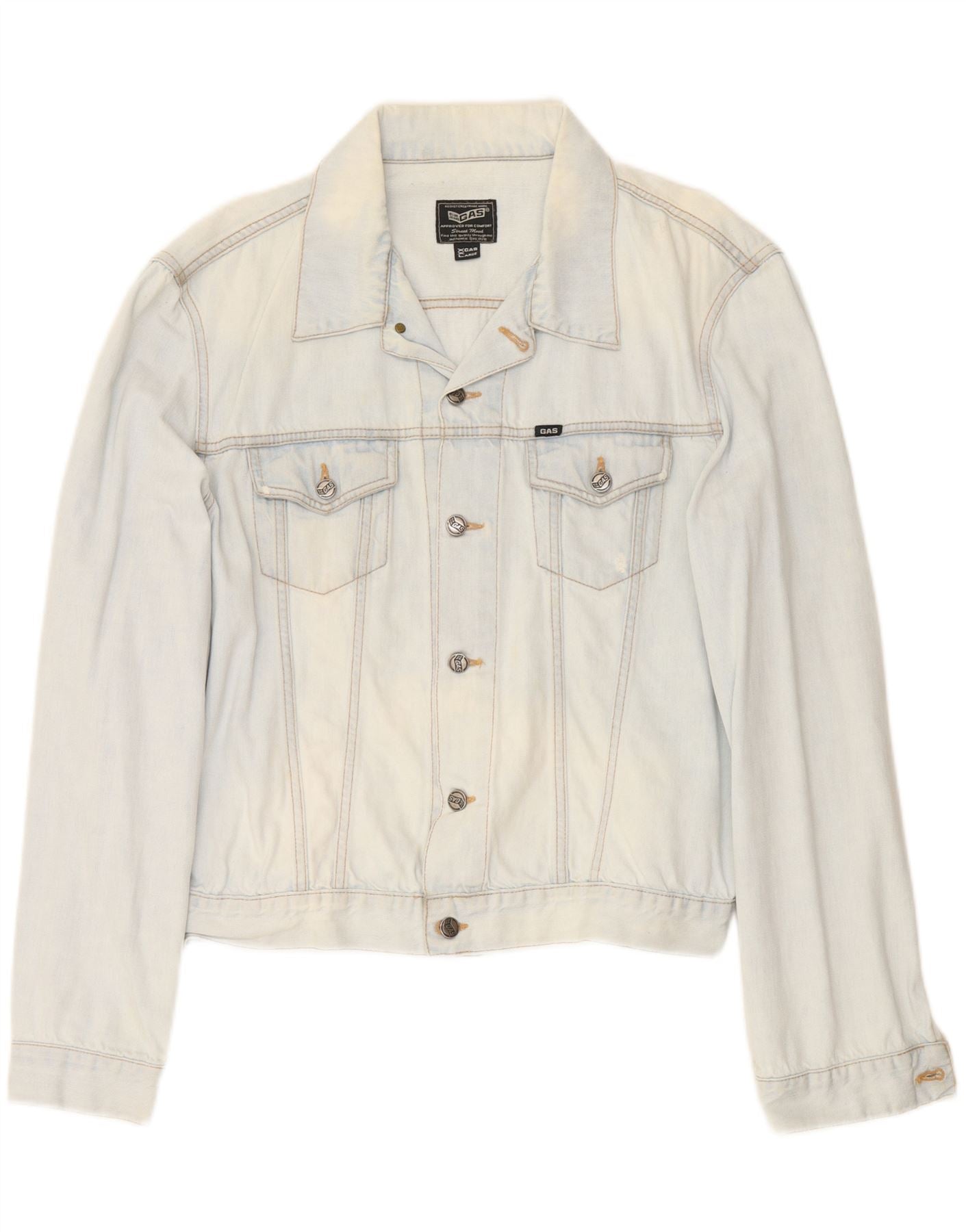 GAS Mens Street Mood Denim Jacket UK 44 2XL Blue Cotton Vintage Gas and Second-Hand Gas from Messina Hembry