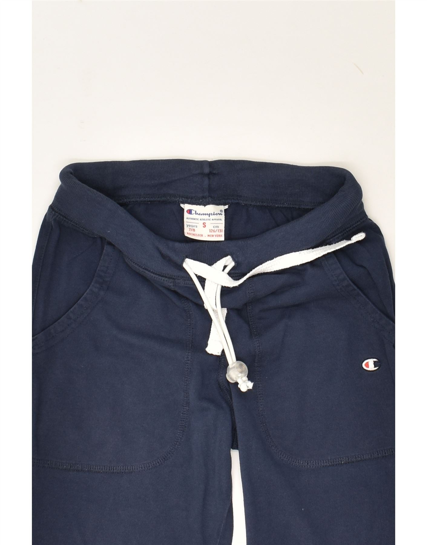 CHAMPION Boys Tracksuit Trousers Joggers 7-8 Years Small Navy Blue | Vintage Champion | Thrift | Second-Hand Champion | Used Clothing | Messina Hembry