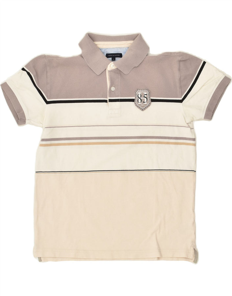 TOMMY HILFIGER Boys Polo Shirt 15-16 Years Grey Colourblock Cotton | Vintage Tommy Hilfiger | Thrift | Second-Hand Tommy Hilfiger | Used Clothing | Messina Hembry 