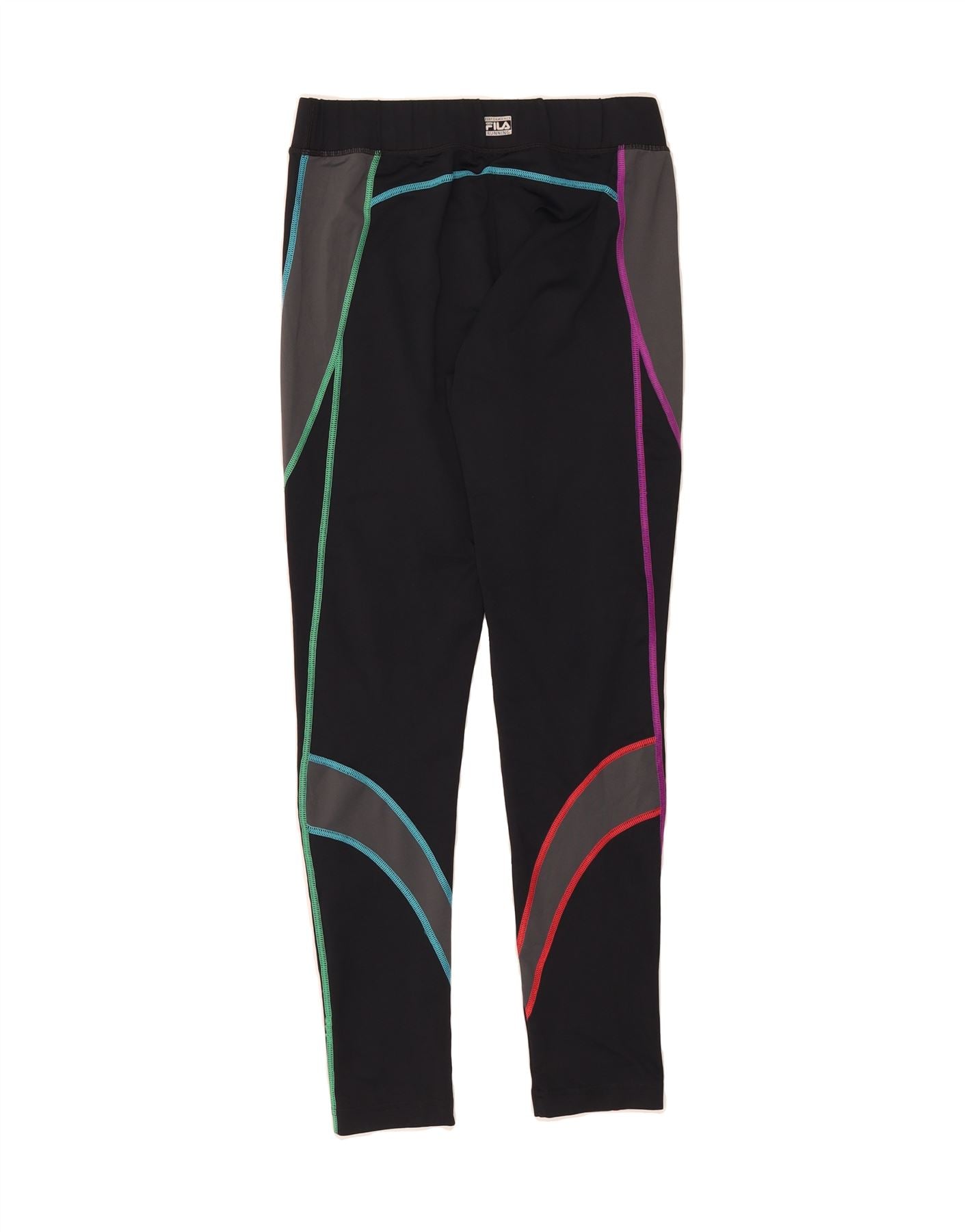 FILA Womens Leggings UK 12 Medium  Black Colourblock Polyester Vintage Fila and Second-Hand Fila from Messina Hembry