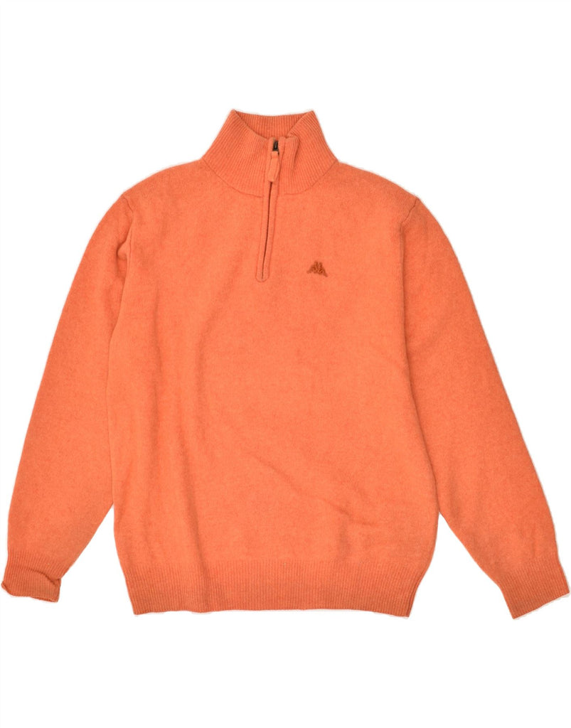 KAPPA Mens Zip Neck Jumper Sweater Medium Orange Virgin Wool | Vintage Kappa | Thrift | Second-Hand Kappa | Used Clothing | Messina Hembry 