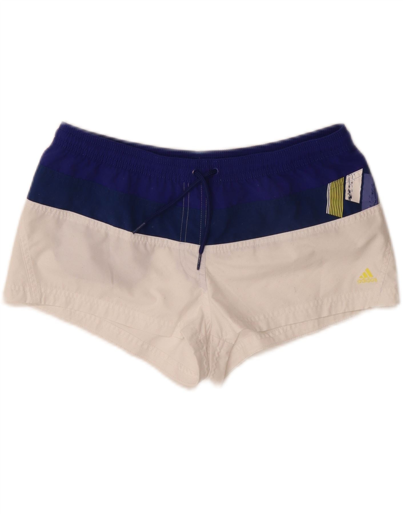 ADIDAS Womens Swimming Shorts UK 14 Large  White Colourblock Polyester Vintage Adidas and Second-Hand Adidas from Messina Hembry