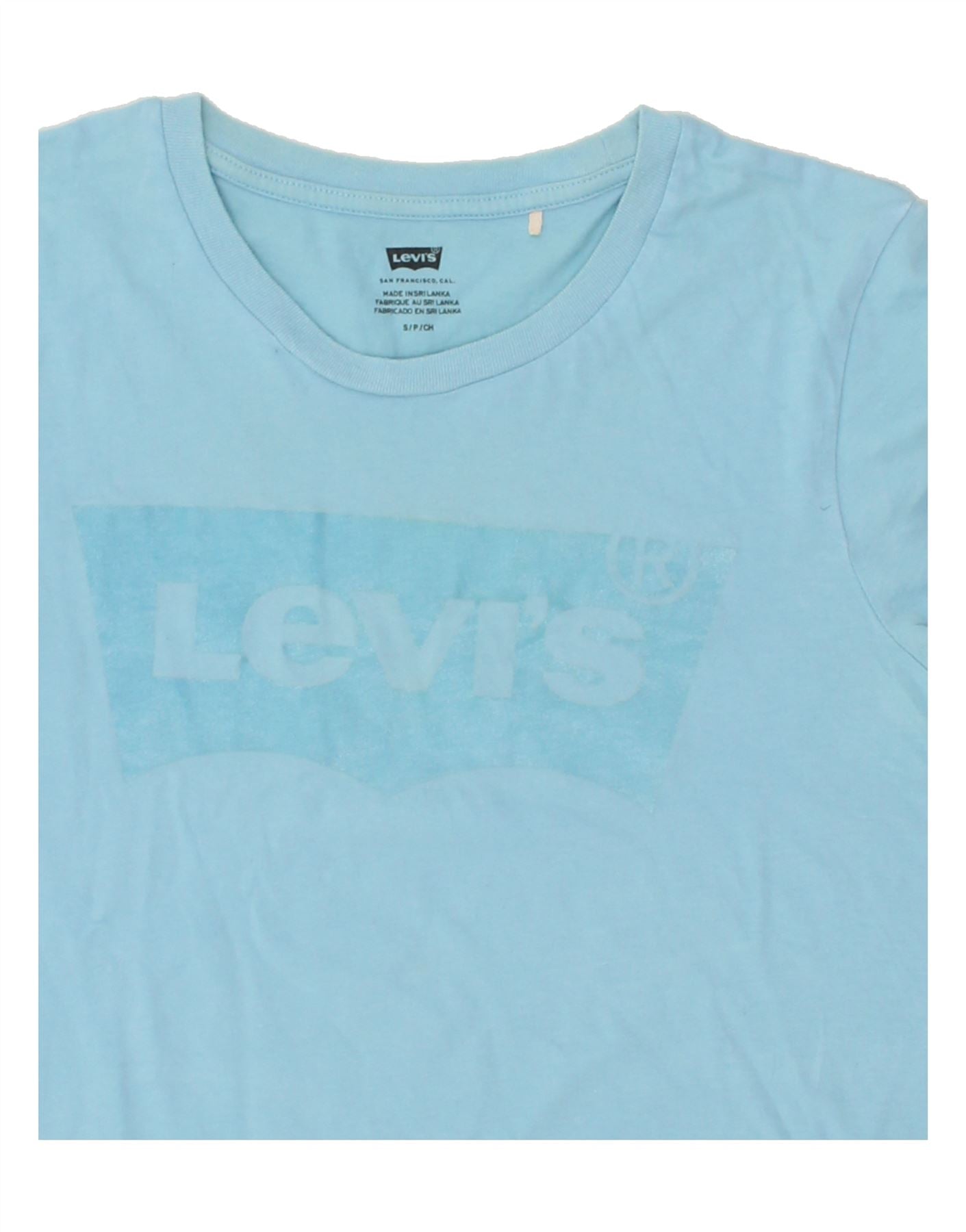 LEVI'S Womens Graphic T-Shirt Top UK 10 Small Blue Cotton Vintage Levi's and Second-Hand Levi's from Messina Hembry