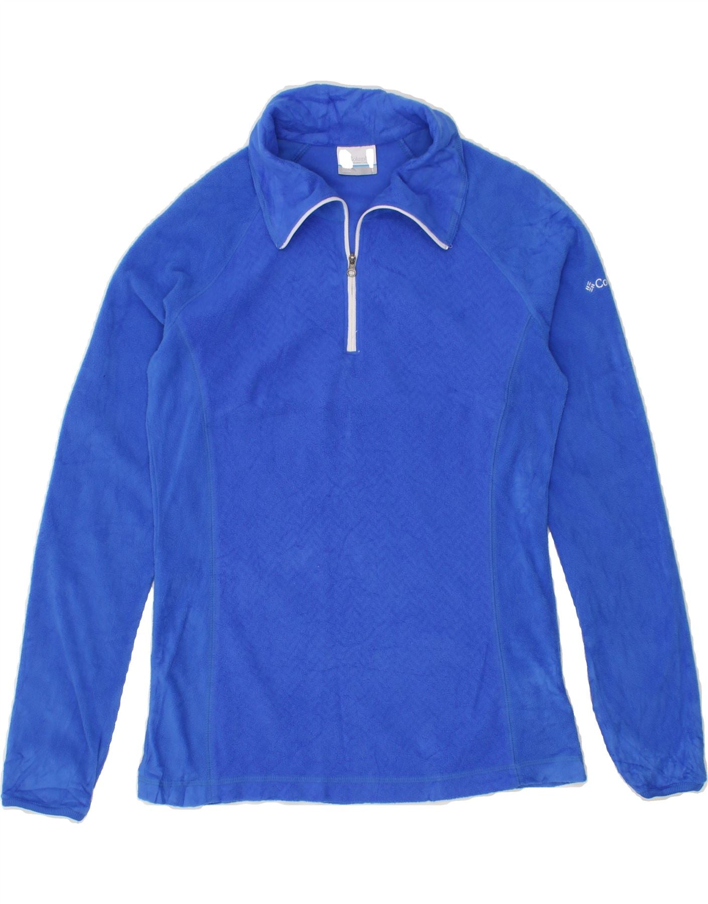 COLUMBIA Womens Zip Neck Fleece Jumper UK 10 Small Blue Polyester Vintage Columbia and Second-Hand Columbia from Messina Hembry