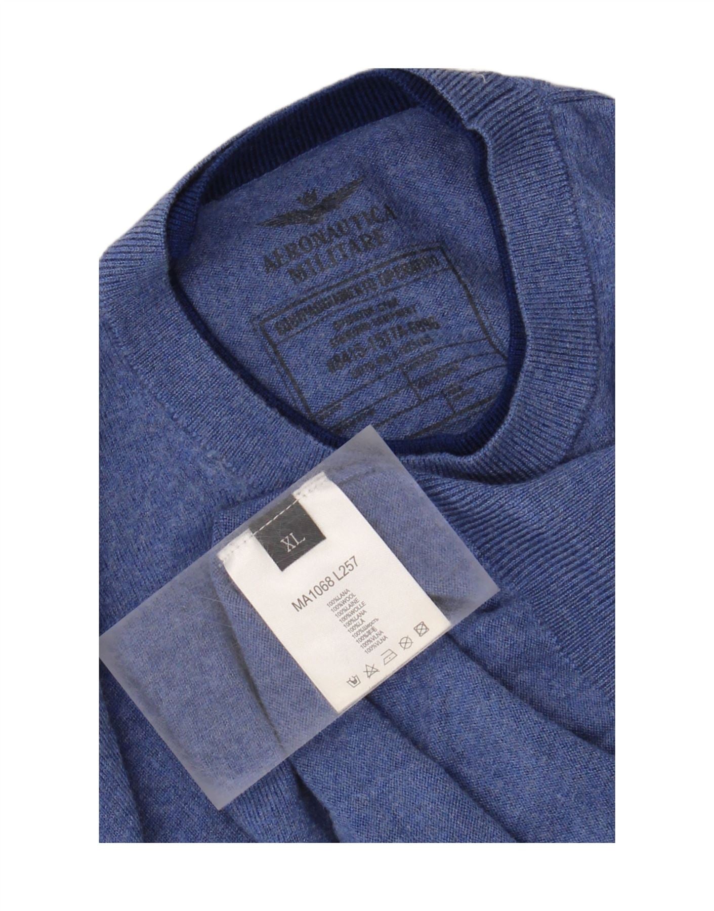 AERONAUTICA MILITARE Womens Crew Neck Jumper Sweater UK 18 XL Blue Wool Vintage Aeronautica Militare and Second-Hand Aeronautica Militare from Messina Hembry