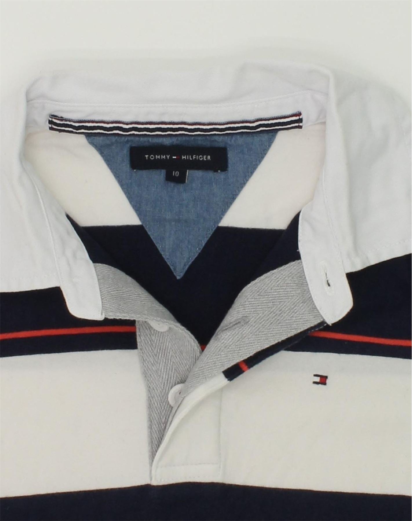 TOMMY HILFIGER Girls Long Sleeve Rugby Polo Shirt 9-10 Years Navy Blue | Vintage Tommy Hilfiger | Thrift | Second-Hand Tommy Hilfiger | Used Clothing | Messina Hembry