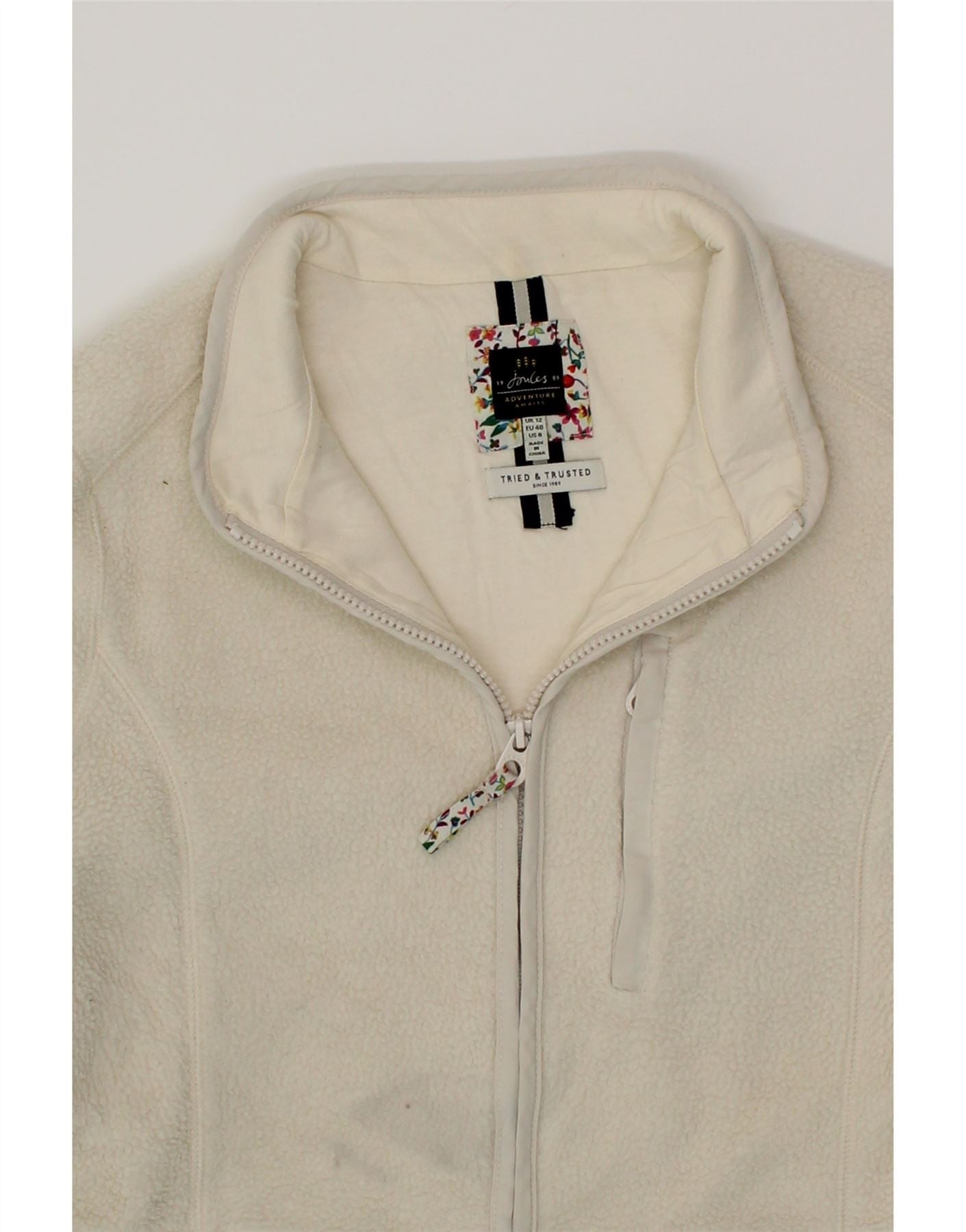JOULES Womens Fleece Jacket UK 12 Medium  White Polyester Vintage Joules and Second-Hand Joules from Messina Hembry
