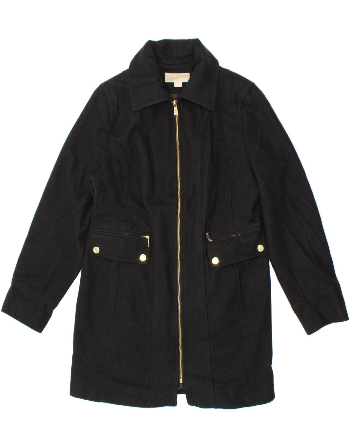 MICHAEL KORS Womens Overcoat US 14 XL Black Wool Vintage Michael Kors and Second-Hand Michael Kors from Messina Hembry