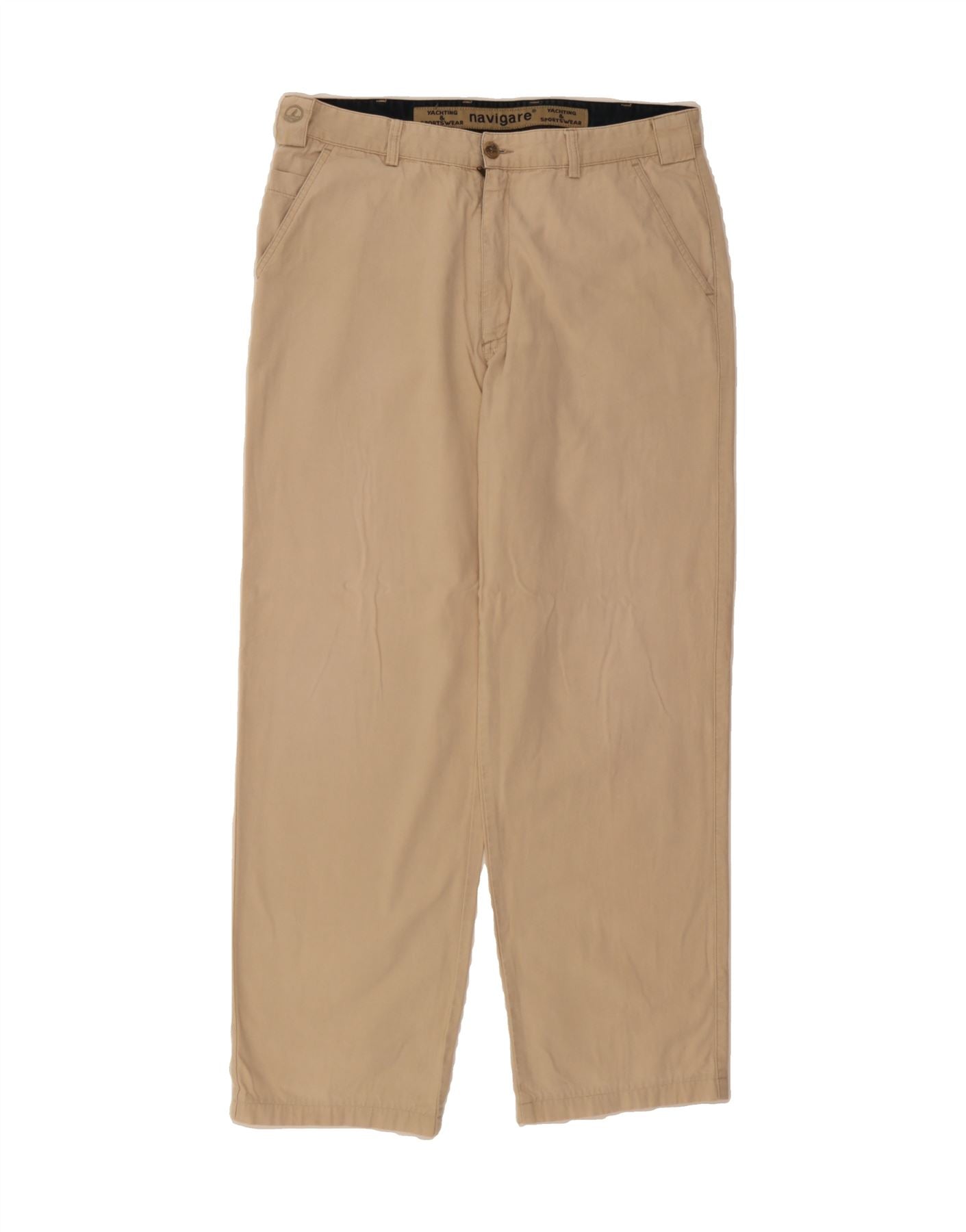 NAVIGARE Mens Yachting Straight Chino Trousers IT 52 XL W34 L31 Beige Vintage Navigare and Second-Hand Navigare from Messina Hembry