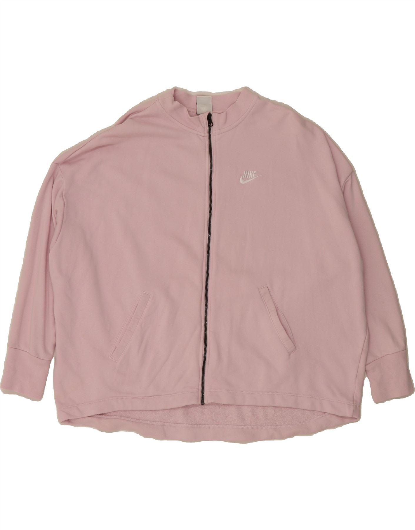 NIKE Womens Oversized Tracksuit Top Jacket UK 14 Medium Pink Cotton Vintage Nike and Second-Hand Nike from Messina Hembry