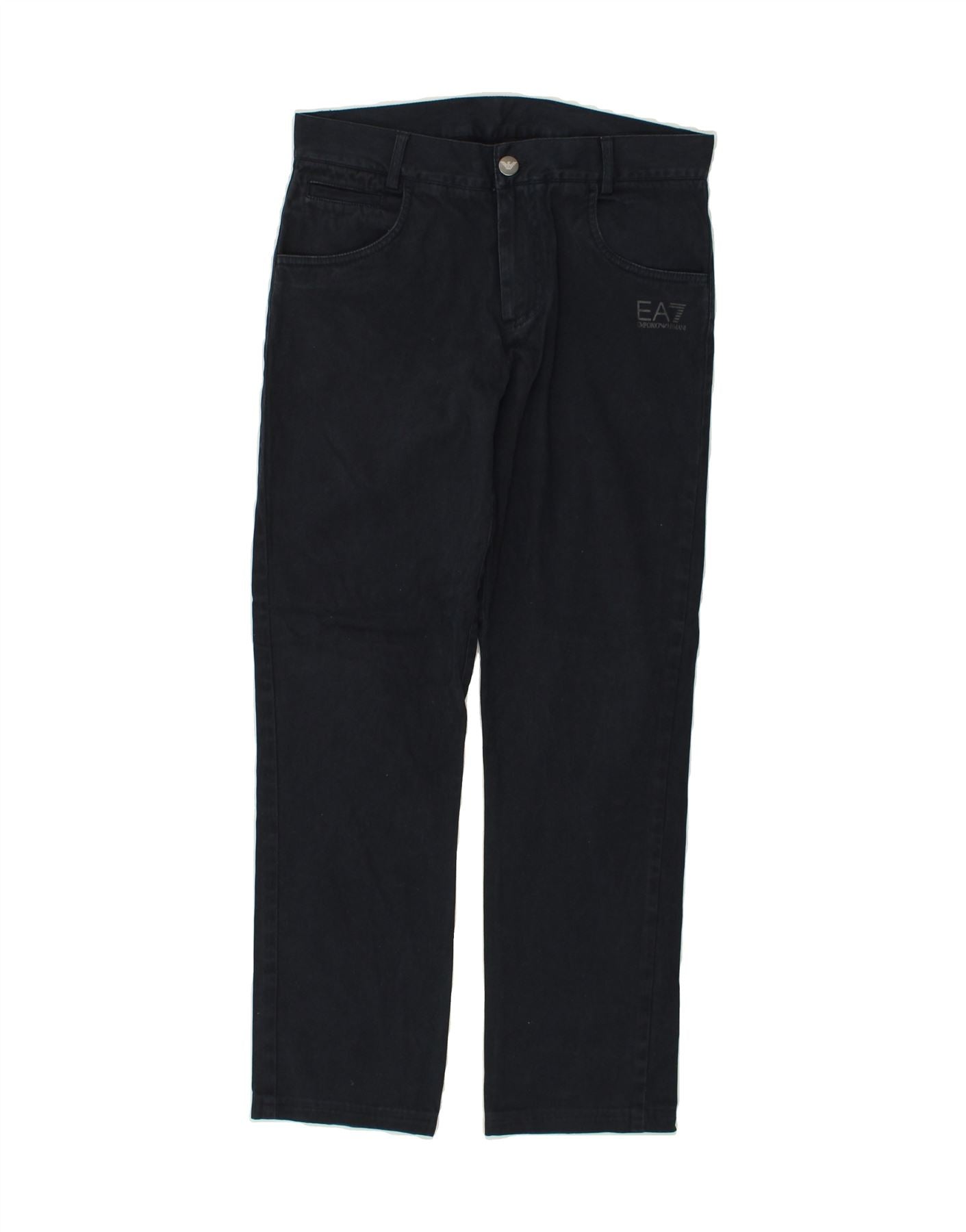 EMPORIO ARMANI Boys Straight Casual Trousers 15-16 Years W30 L28 Navy Blue Vintage Emporio Armani and Second-Hand Emporio Armani from Messina Hembry