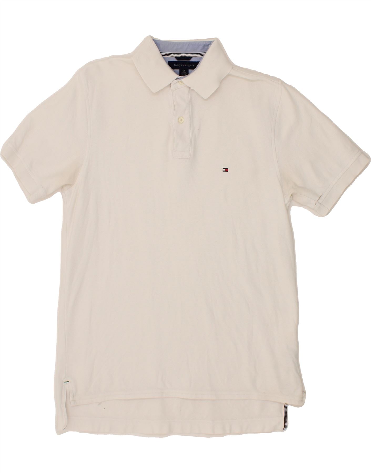 TOMMY HILFIGER Mens Polo Shirt Small White Cotton Vintage Tommy Hilfiger and Second-Hand Tommy Hilfiger from Messina Hembry