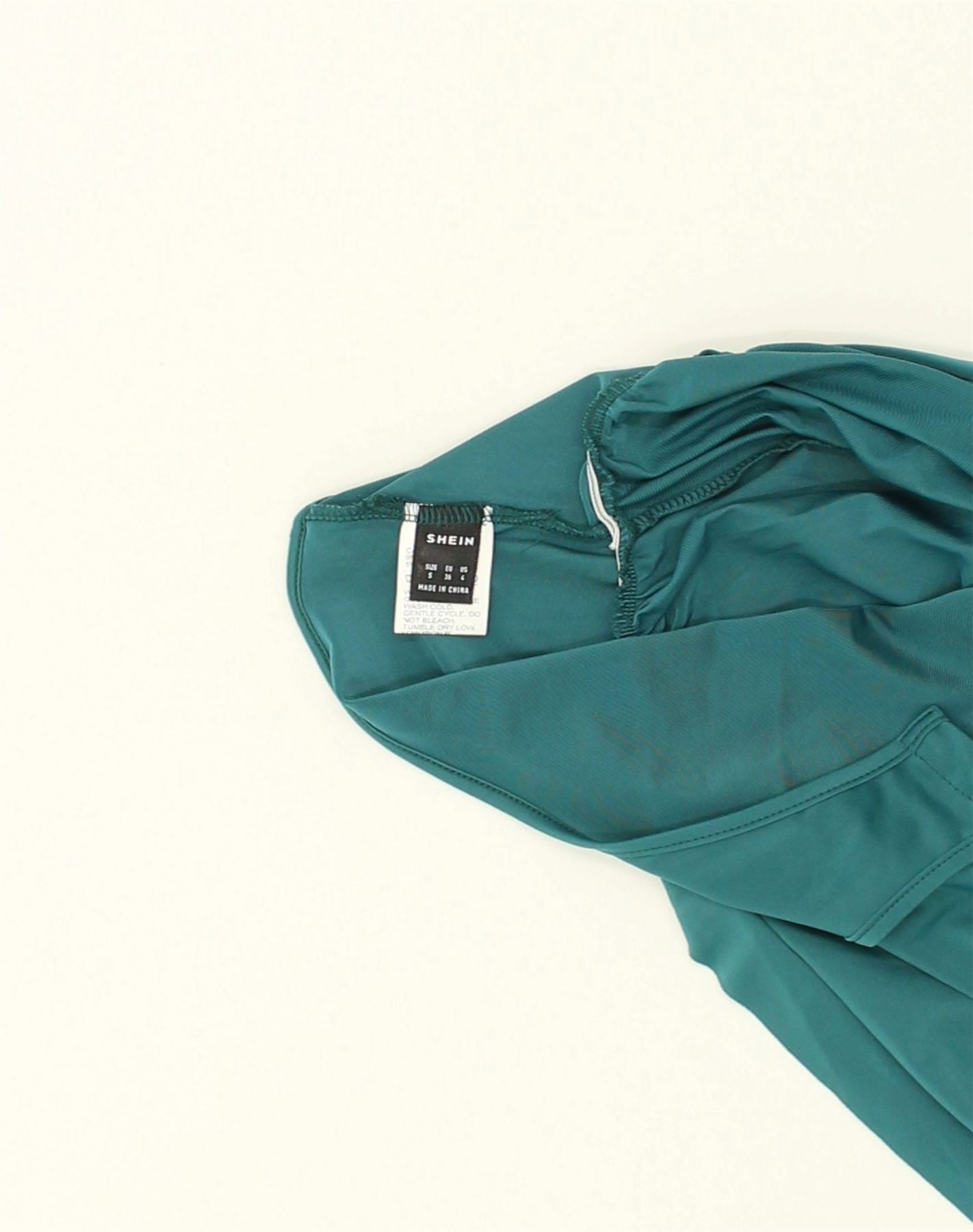 SHEIN Womens Long Sleeve Bodysuit UK 10 Small Green Polyester | Vintage Shein | Thrift | Second-Hand Shein | Used Clothing | Messina Hembry