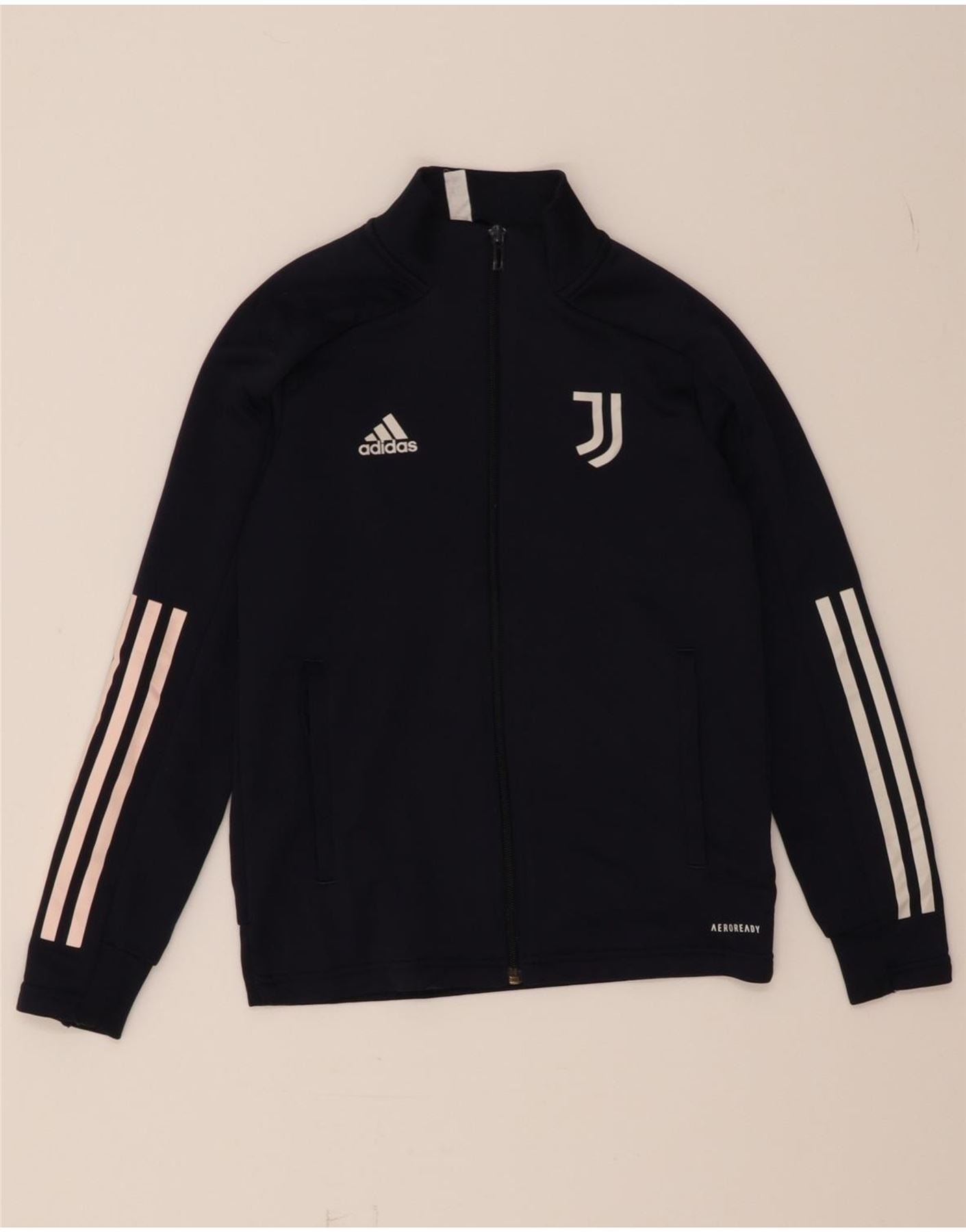 ADIDAS Boys Juventus Tracksuit Top Jacket 9-10 Years Small Navy
