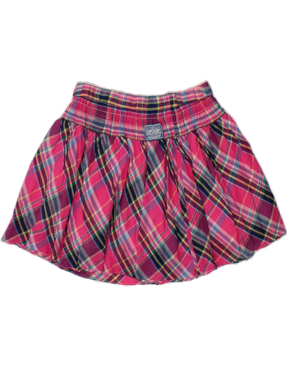 Pink plaid skirt mini best sale