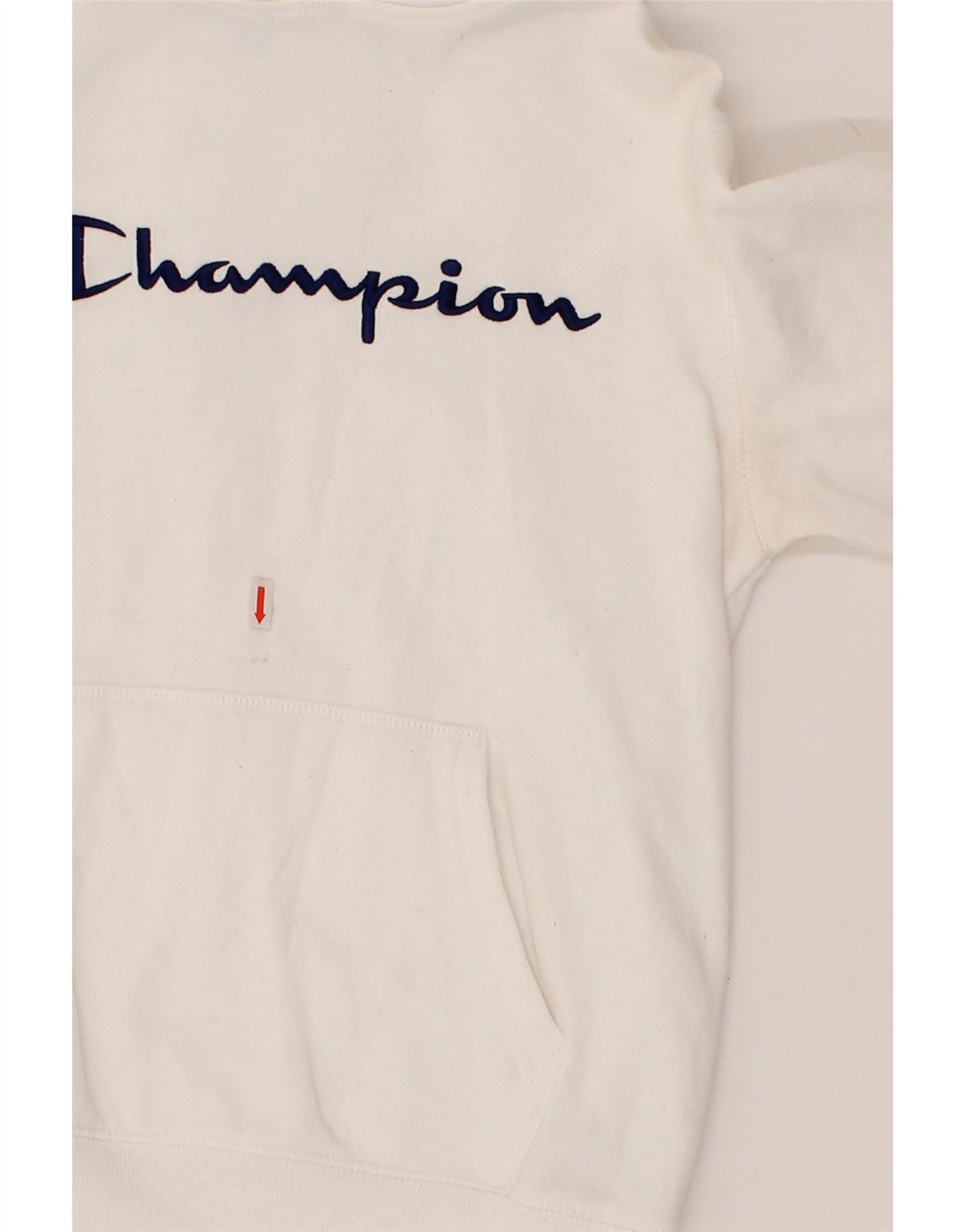 CHAMPION Womens Graphic Hoodie Jumper UK 14 Large White Cotton Vintage Champion and Second-Hand Champion from Messina Hembry