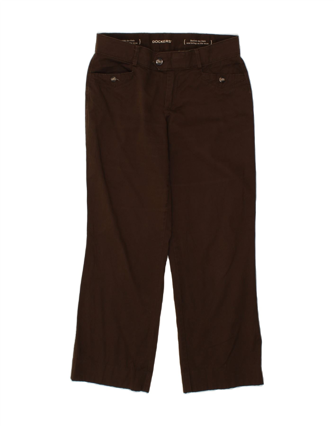 DOCKERS Womens Straight Casual Trousers US 6 Medium W32 L29 Brown Cotton Vintage Dockers and Second-Hand Dockers from Messina Hembry