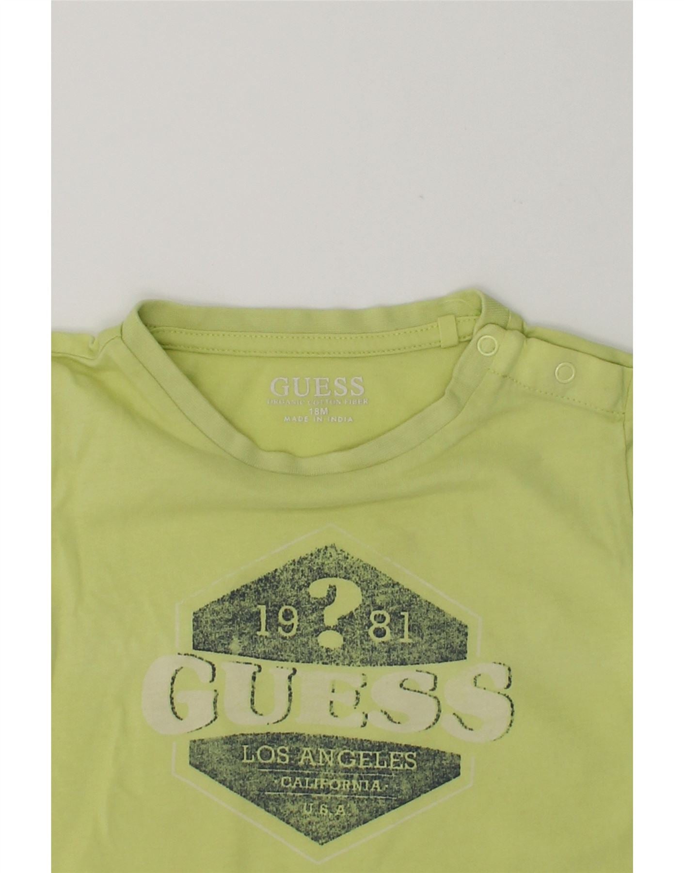 GUESS Baby Boys Graphic T-Shirt Top 12-18 Months Green | Vintage Guess | Thrift | Second-Hand Guess | Used Clothing | Messina Hembry