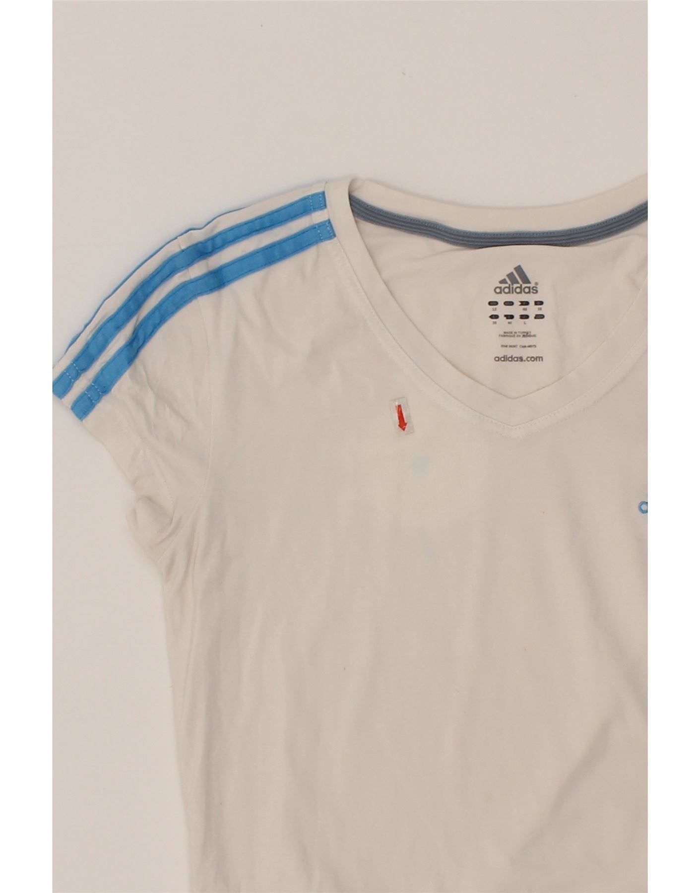 ADIDAS Womens T-Shirt Top UK 12 Medium White Cotton Vintage Adidas and Second-Hand Adidas from Messina Hembry