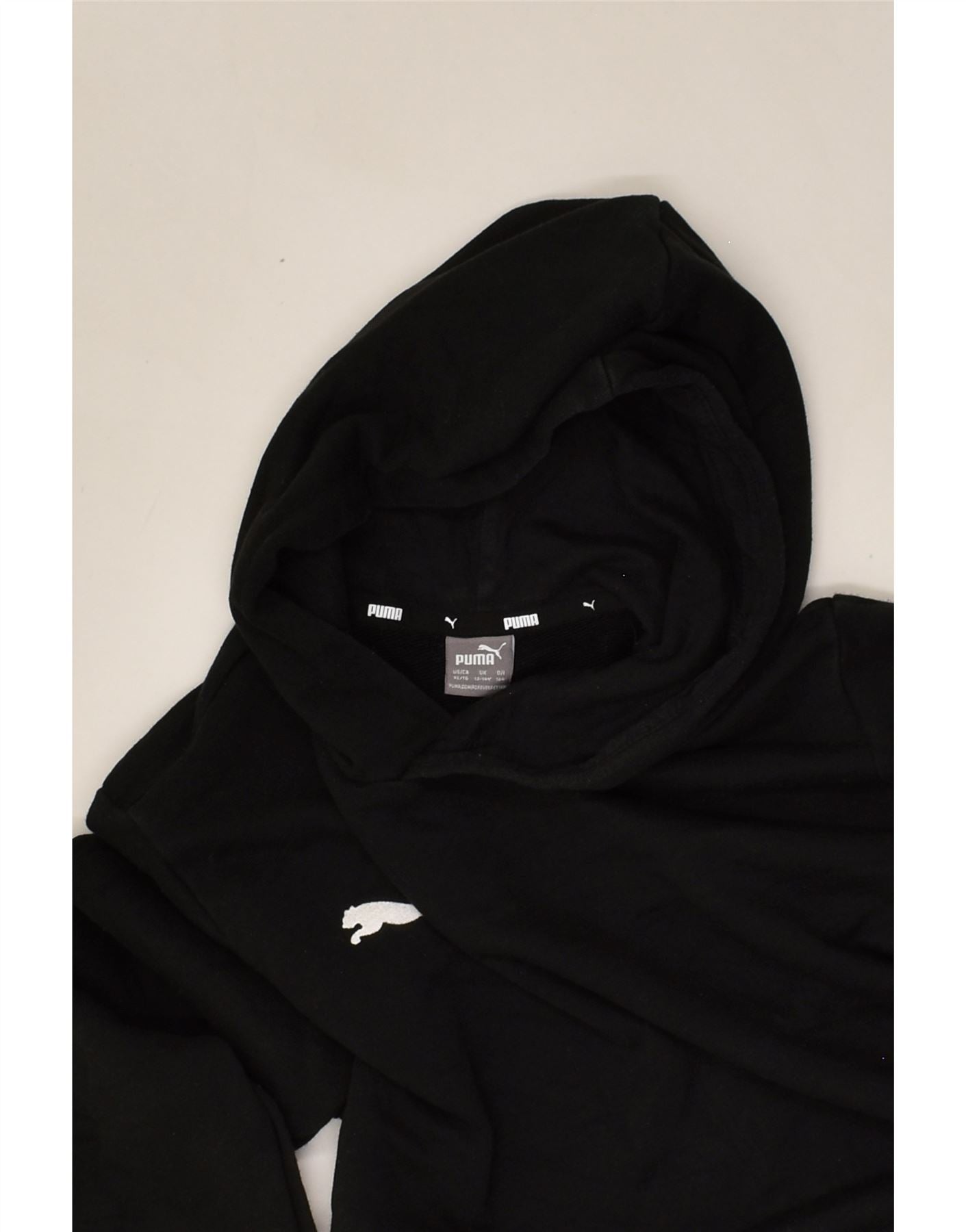 PUMA Boys Hoodie Jumper 13-14 Years Black Cotton | Vintage Puma | Thrift | Second-Hand Puma | Used Clothing | Messina Hembry