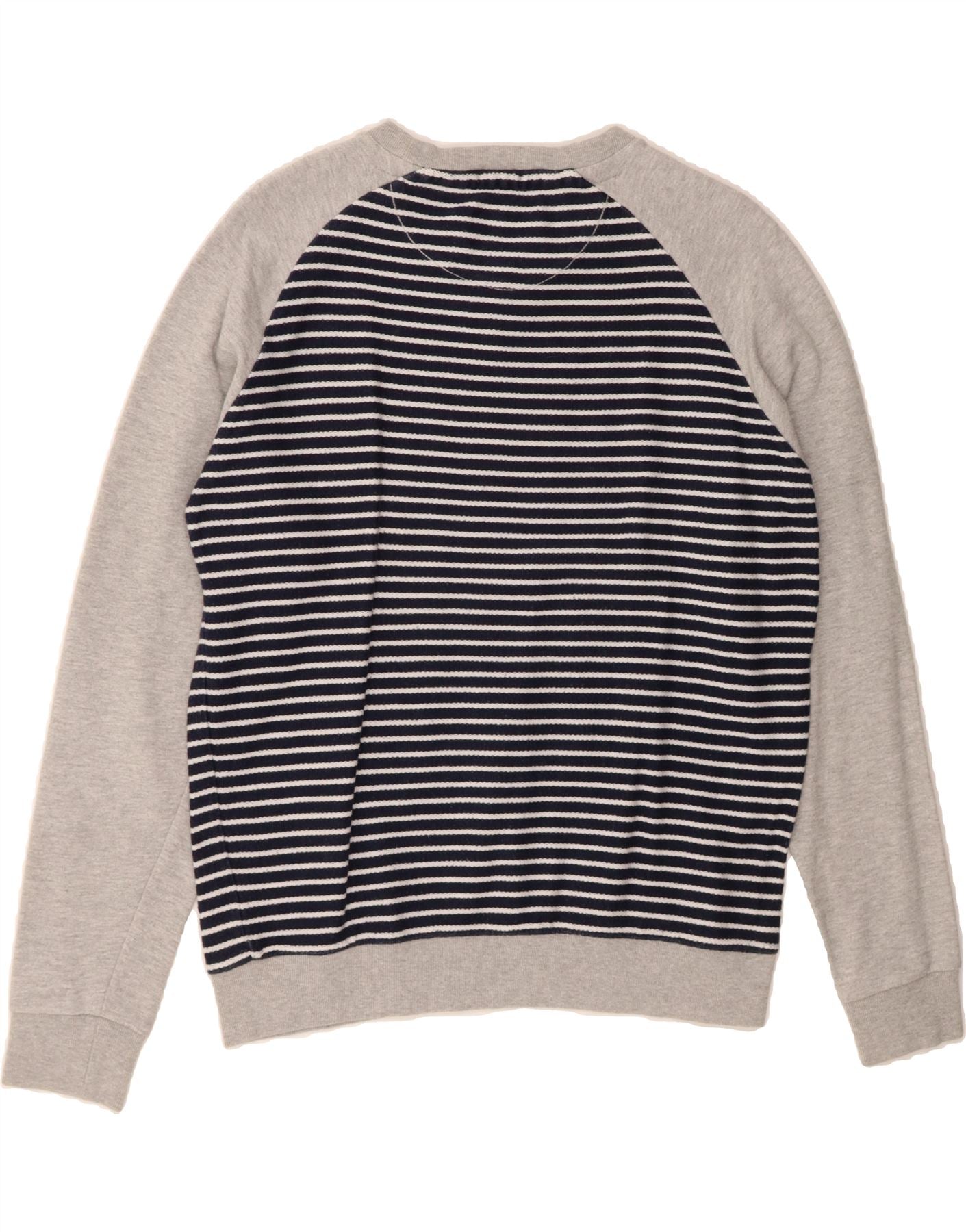 PEPE JEANS Mens Slim Fit Boat Neck Jumper Sweater Medium Navy Blue Striped Vintage PEPE Jeans and Second-Hand PEPE Jeans from Messina Hembry