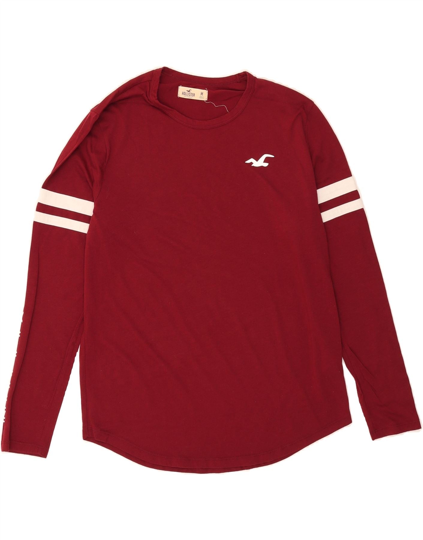 HOLLISTER Womens Top Long Sleeve UK 14 Medium Burgundy Striped Cotton Vintage Hollister and Second-Hand Hollister from Messina Hembry