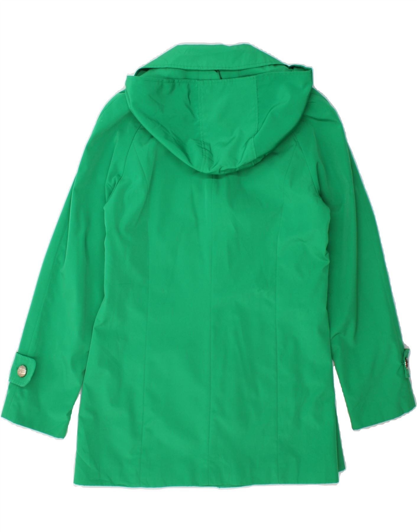 CALVIN KLEIN Womens Hooded Overcoat UK 14 Medium Green Polyester Vintage Calvin Klein and Second-Hand Calvin Klein from Messina Hembry
