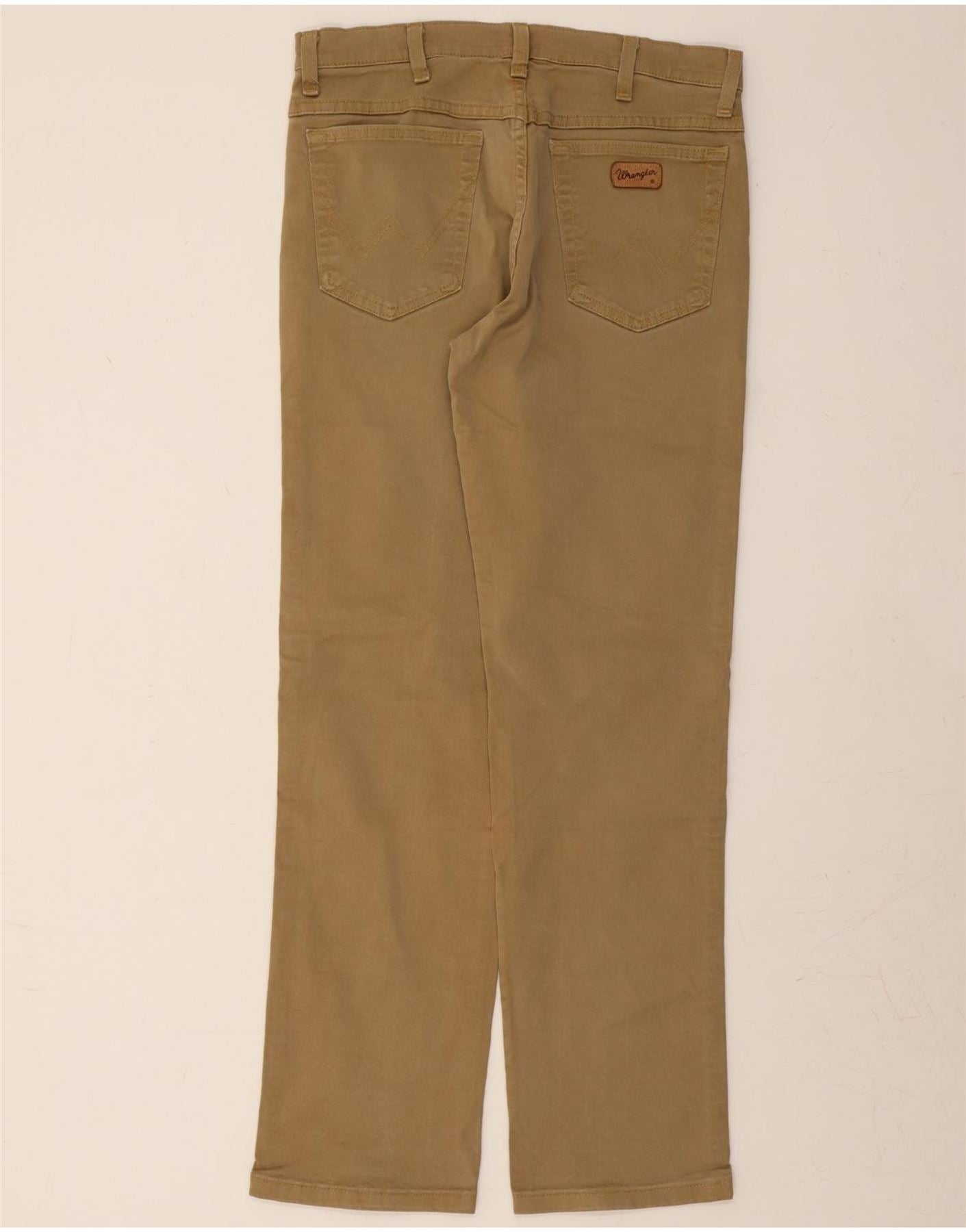WRANGLER Mens Texas Stretch Straight Casual Trousers W33 L32 Beige Cotton Vintage Wrangler and Second-Hand Wrangler from Messina Hembry