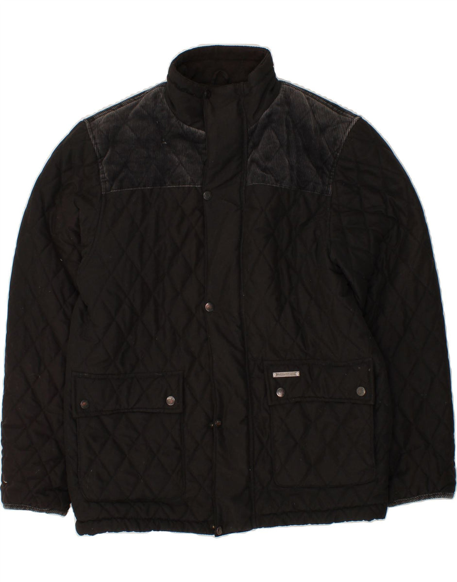 COUNTRY ESTATE Mens Quilted Jacket UK 38 Medium Black Polyester