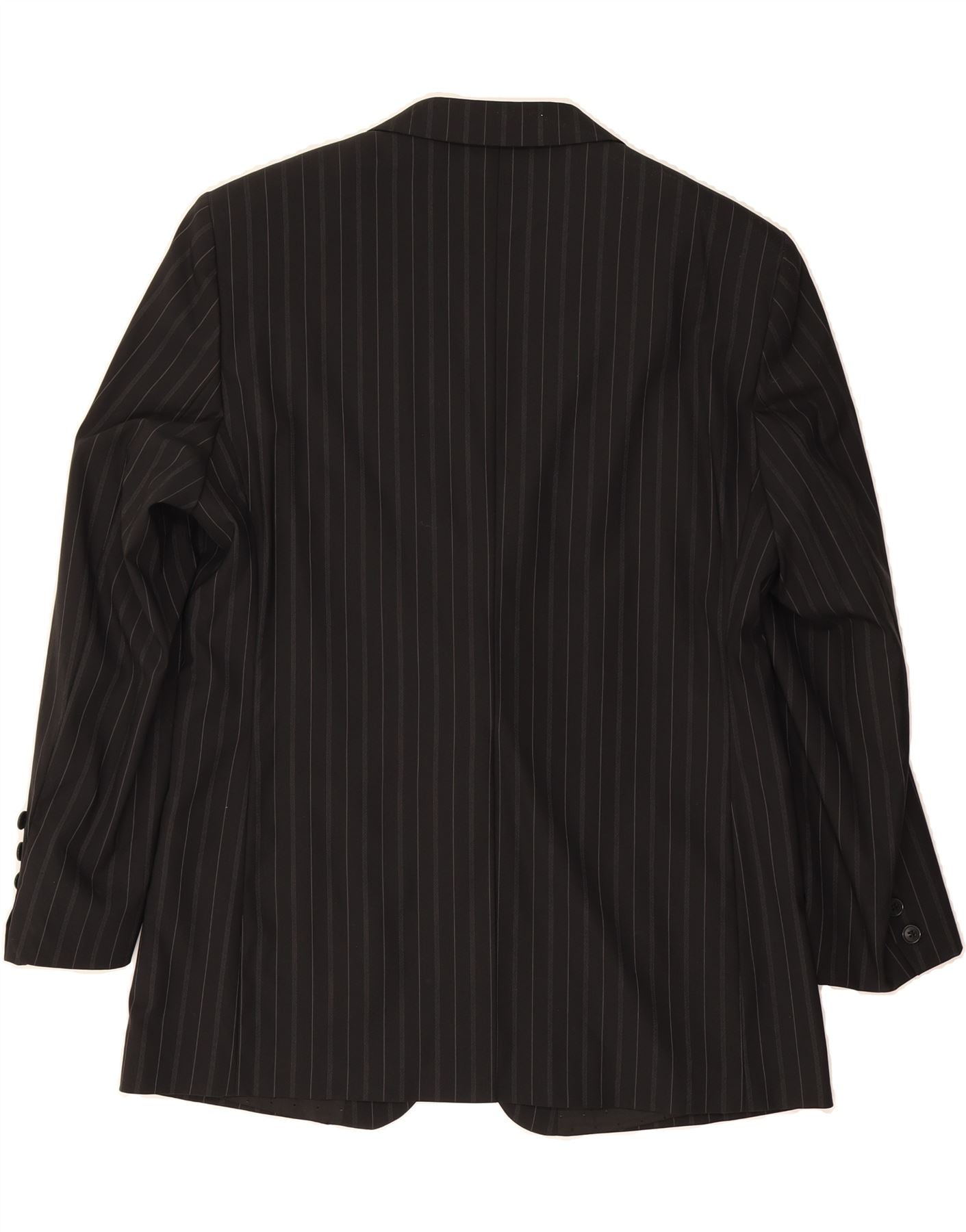 ZARA Mens 2 Button Blazer Jacket EU 54 XL Black Pinstripe Wool Vintage Zara and Second-Hand Zara from Messina Hembry