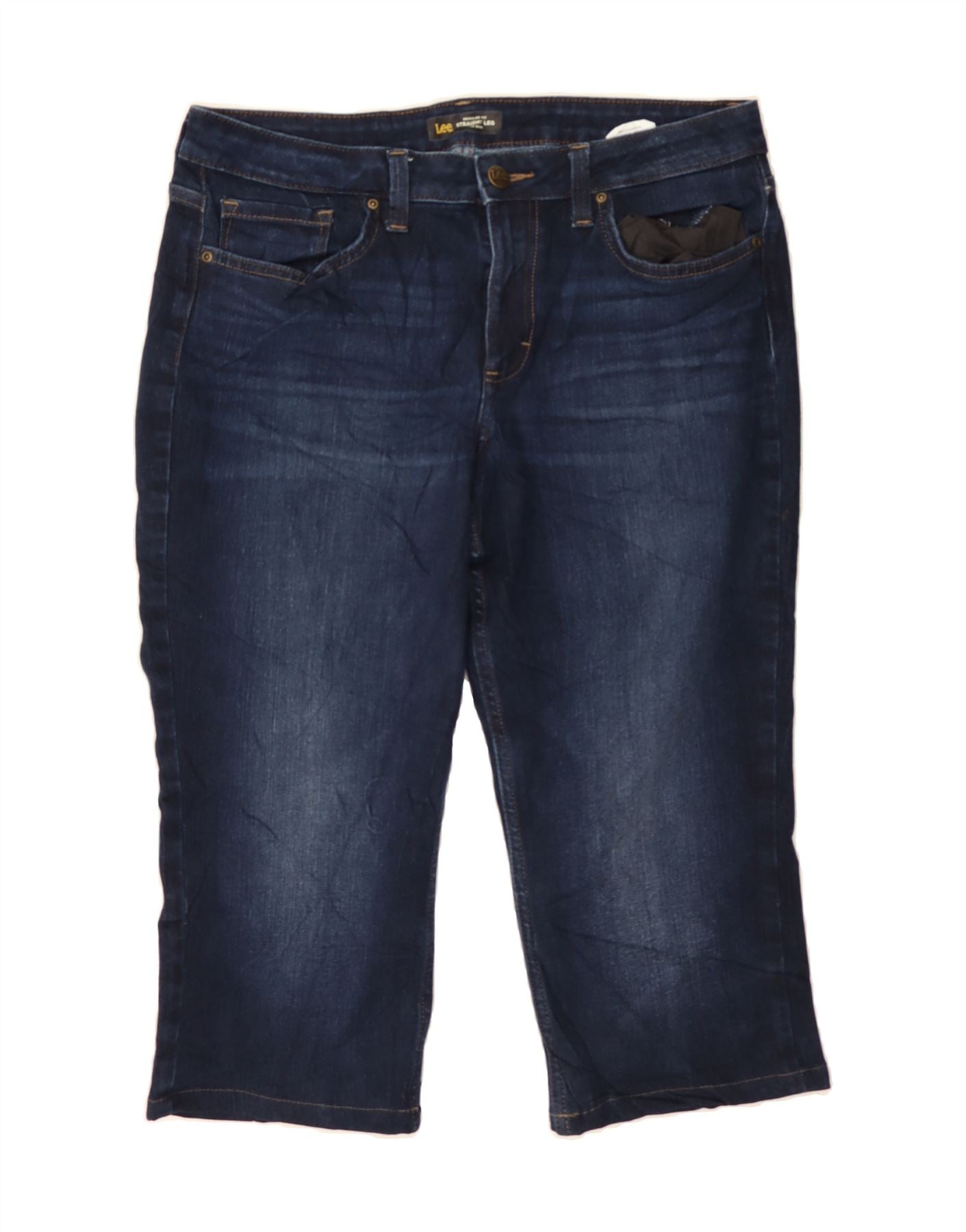LEE Womens Mid Rise Regular Fit Capri Jeans US 12 Large W34 L20 Blue Vintage Lee and Second-Hand Lee from Messina Hembry