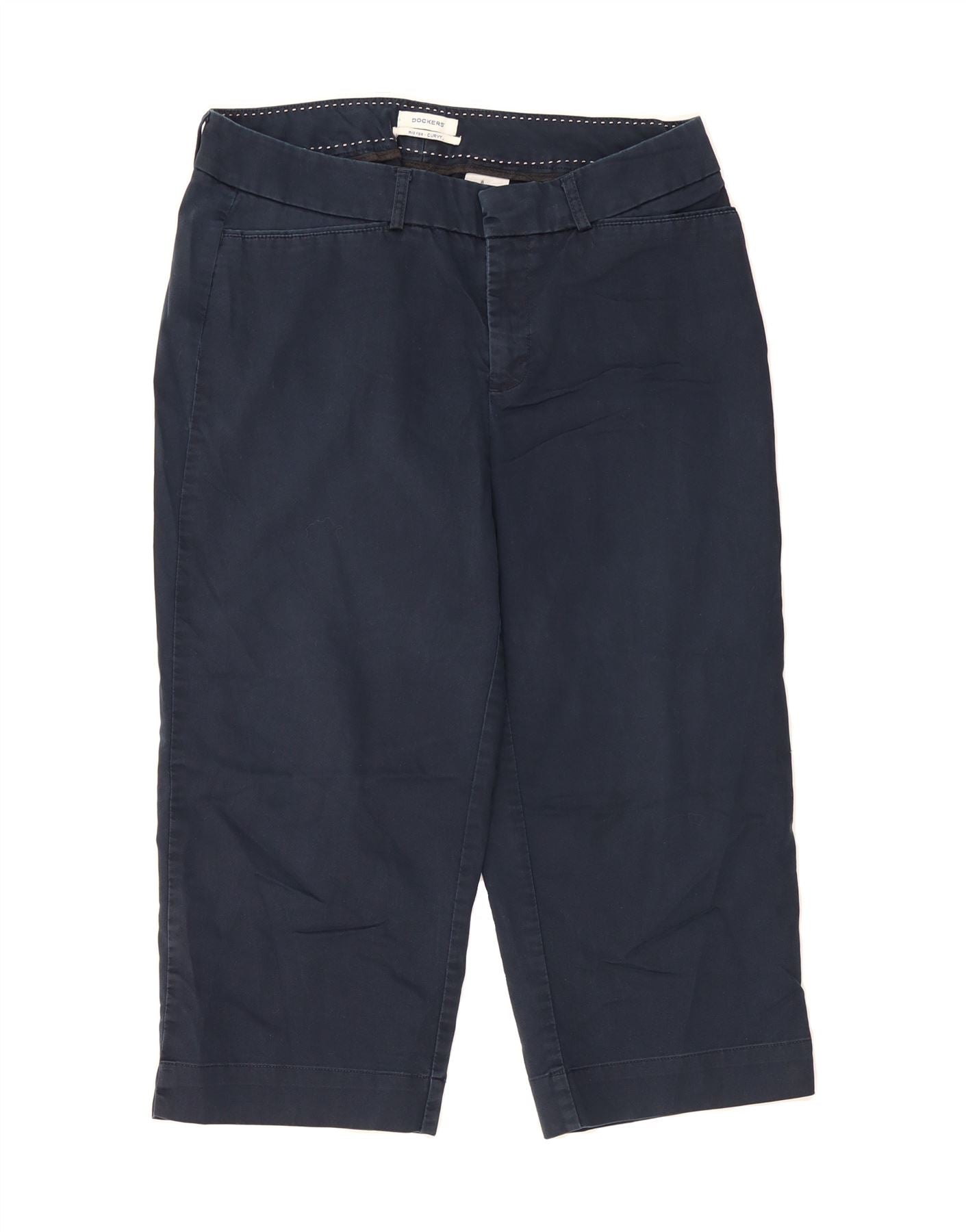 DOCKERS Womens Curvy Mid Rise Capri Trousers US 8 Medium W32 L20 Navy Blue Vintage Dockers and Second-Hand Dockers from Messina Hembry