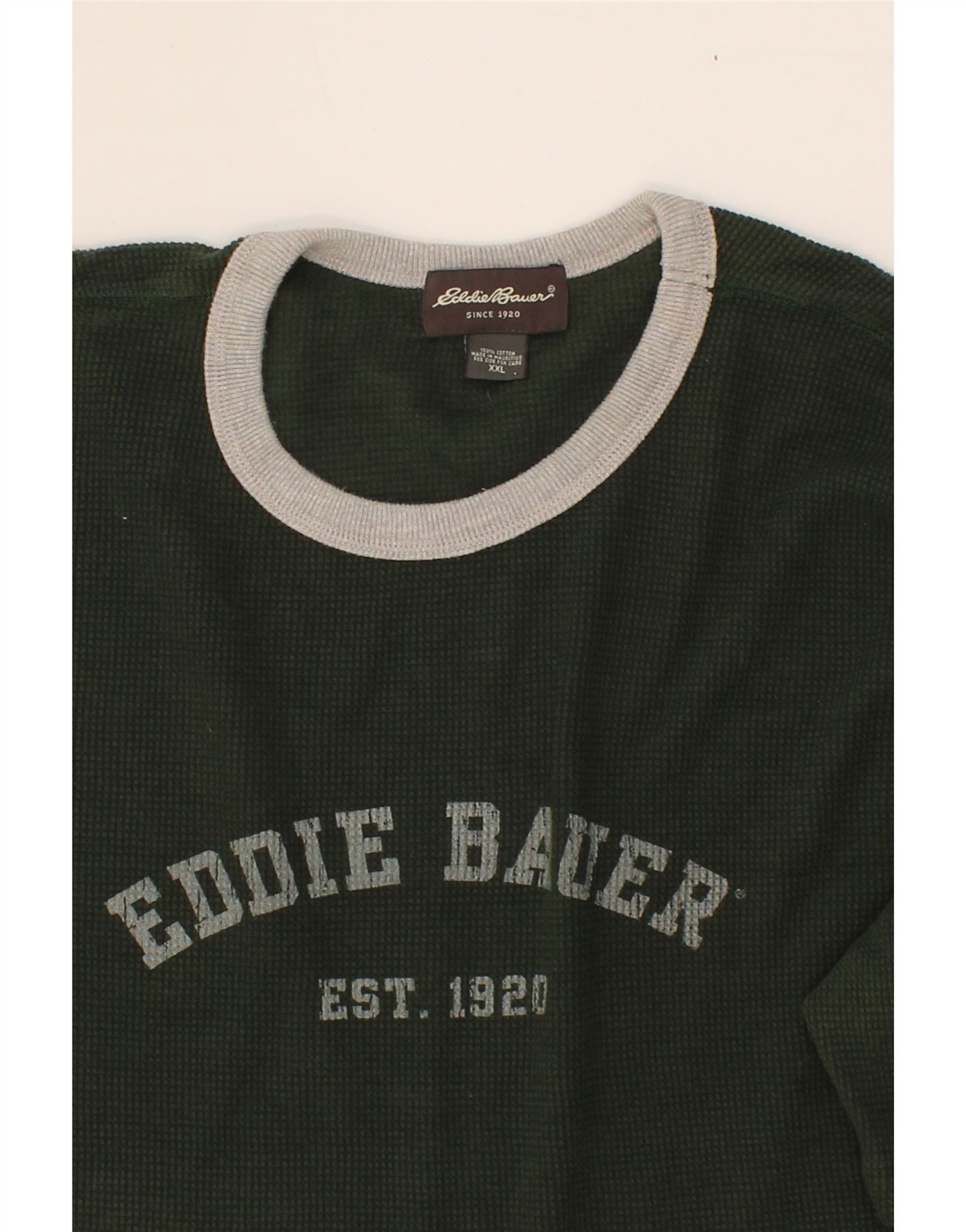 EDDIE BAUER Mens Graphic T-Shirt Top 2XL Green Cotton Vintage Eddie Bauer and Second-Hand Eddie Bauer from Messina Hembry