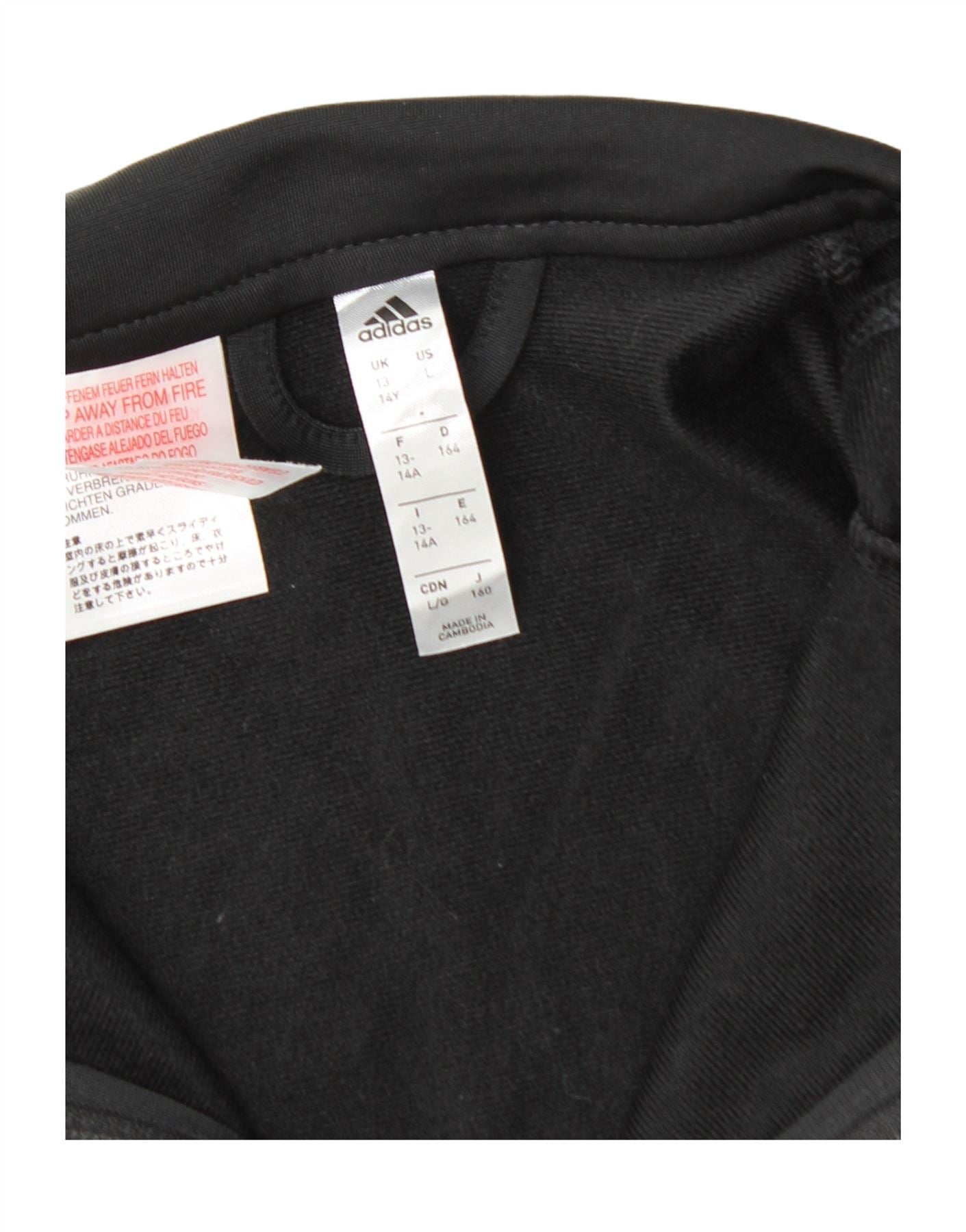 ADIDAS Boys Tracksuit Top Jacket 13-14 Years Black Polyester Vintage Adidas and Second-Hand Adidas from Messina Hembry