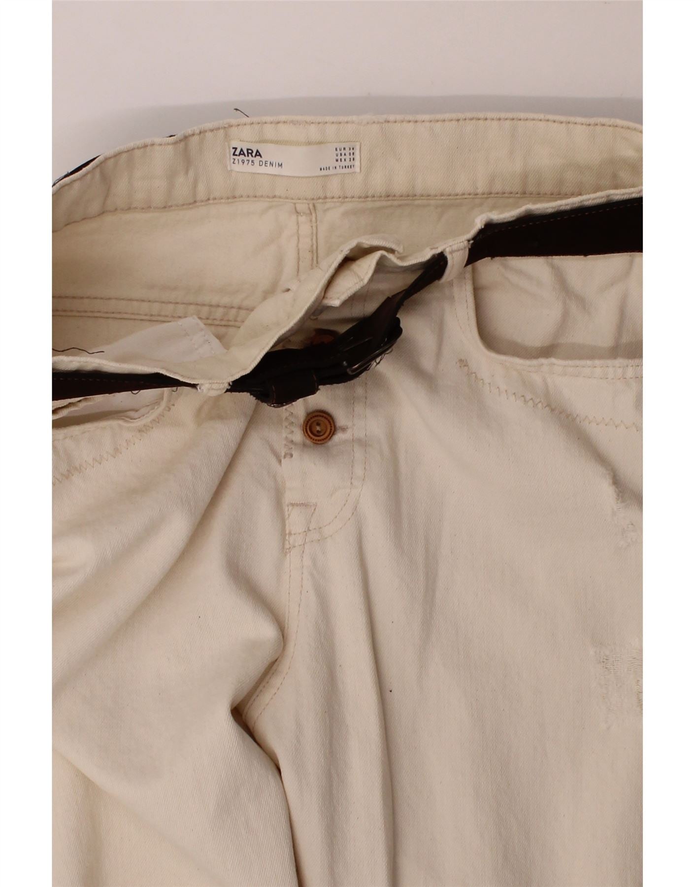 ZARA Womens Tapered Jeans EU 38 Small W28 L26 White Vintage Zara and Second-Hand Zara from Messina Hembry