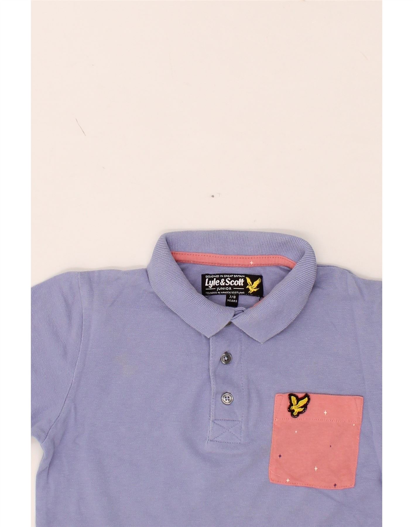 LYLE & SCOTT Boys Polo Shirt 7-8 Years Purple Cotton Vintage Lyle & Scott and Second-Hand Lyle & Scott from Messina Hembry