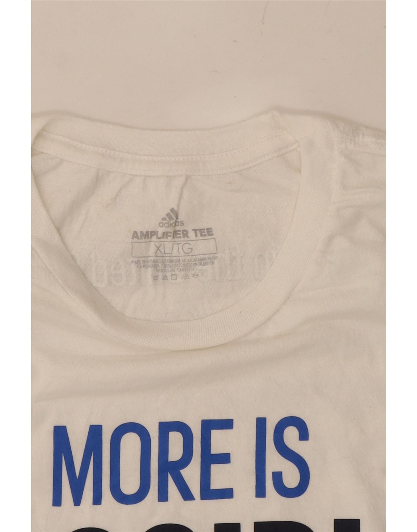 ADIDAS Mens Graphic T-Shirt Top XL White Cotton Vintage Adidas and Second-Hand Adidas from Messina Hembry