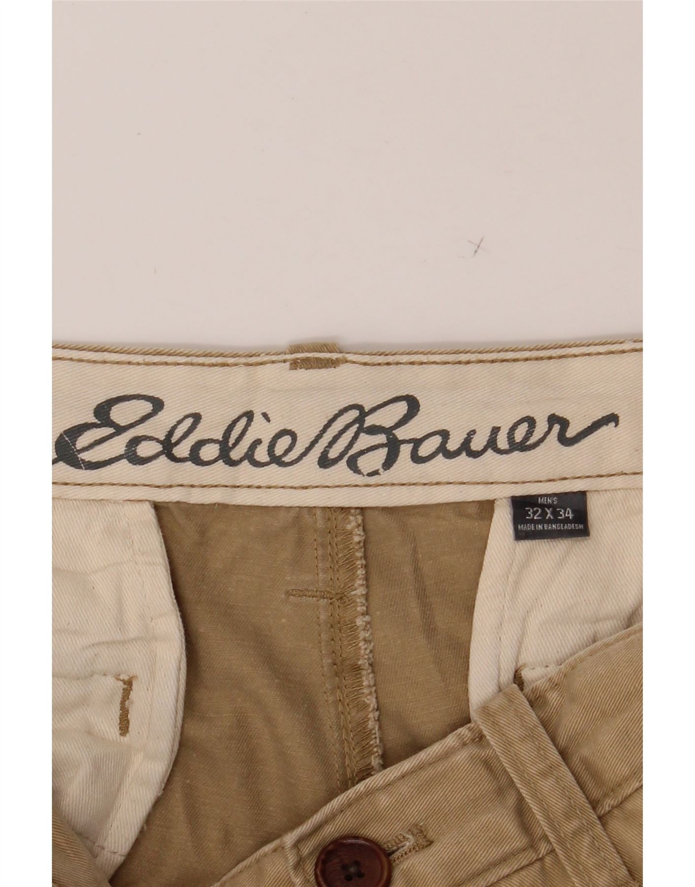 EDDIE BAUER Mens Straight Chino Trousers W32 L34 Beige Vintage Eddie Bauer and Second-Hand Eddie Bauer from Messina Hembry