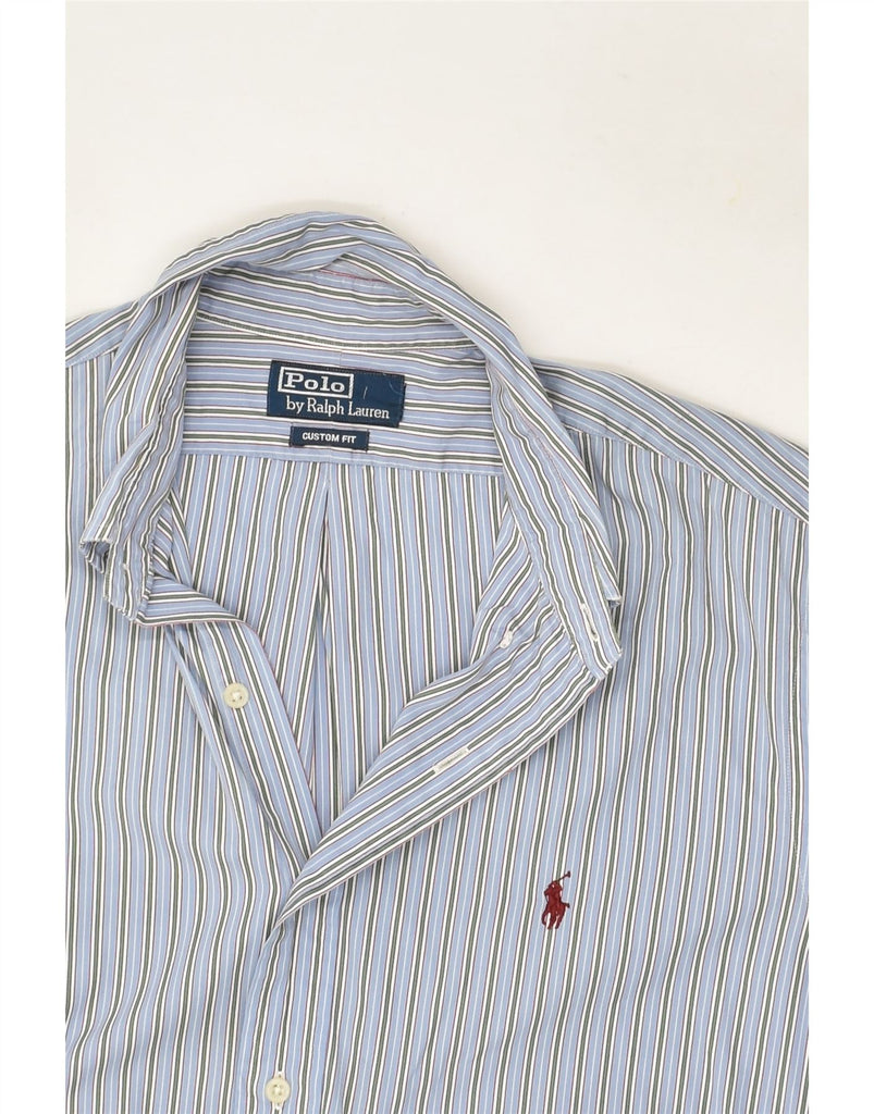 POLO RALPH LAUREN Mens Custom Fit Shirt Large Blue Pinstripe Cotton | Vintage Polo Ralph Lauren | Thrift | Second-Hand Polo Ralph Lauren | Used Clothing | Messina Hembry 
