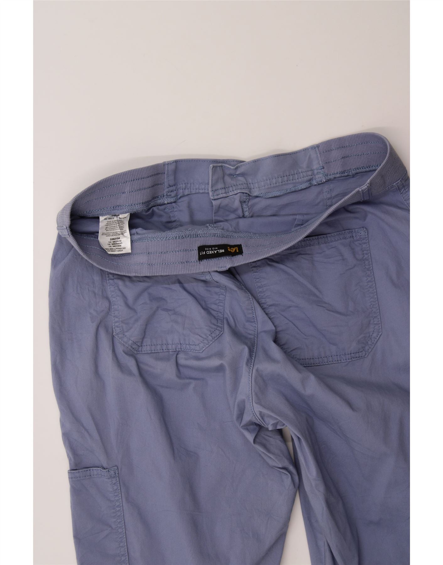 LEE Womens Mid Rise Relaxed Fit Capri Cargo Trousers US 14 XL W34 L20 Blue Vintage Lee and Second-Hand Lee from Messina Hembry
