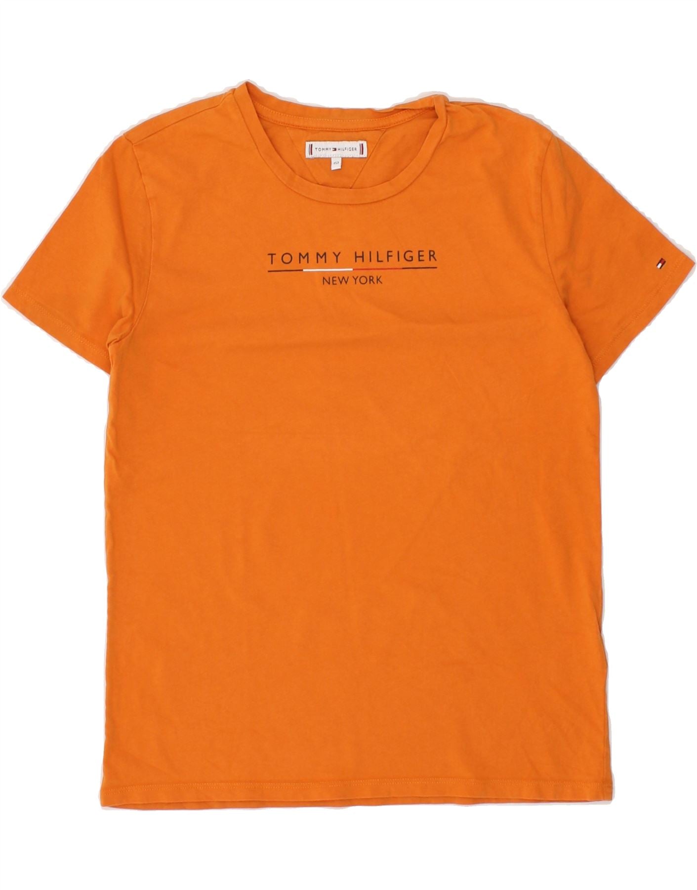 TOMMY HILFIGER Boys Graphic T-Shirt Top 11-12 Years Orange Cotton Vintage Tommy Hilfiger and Second-Hand Tommy Hilfiger from Messina Hembry