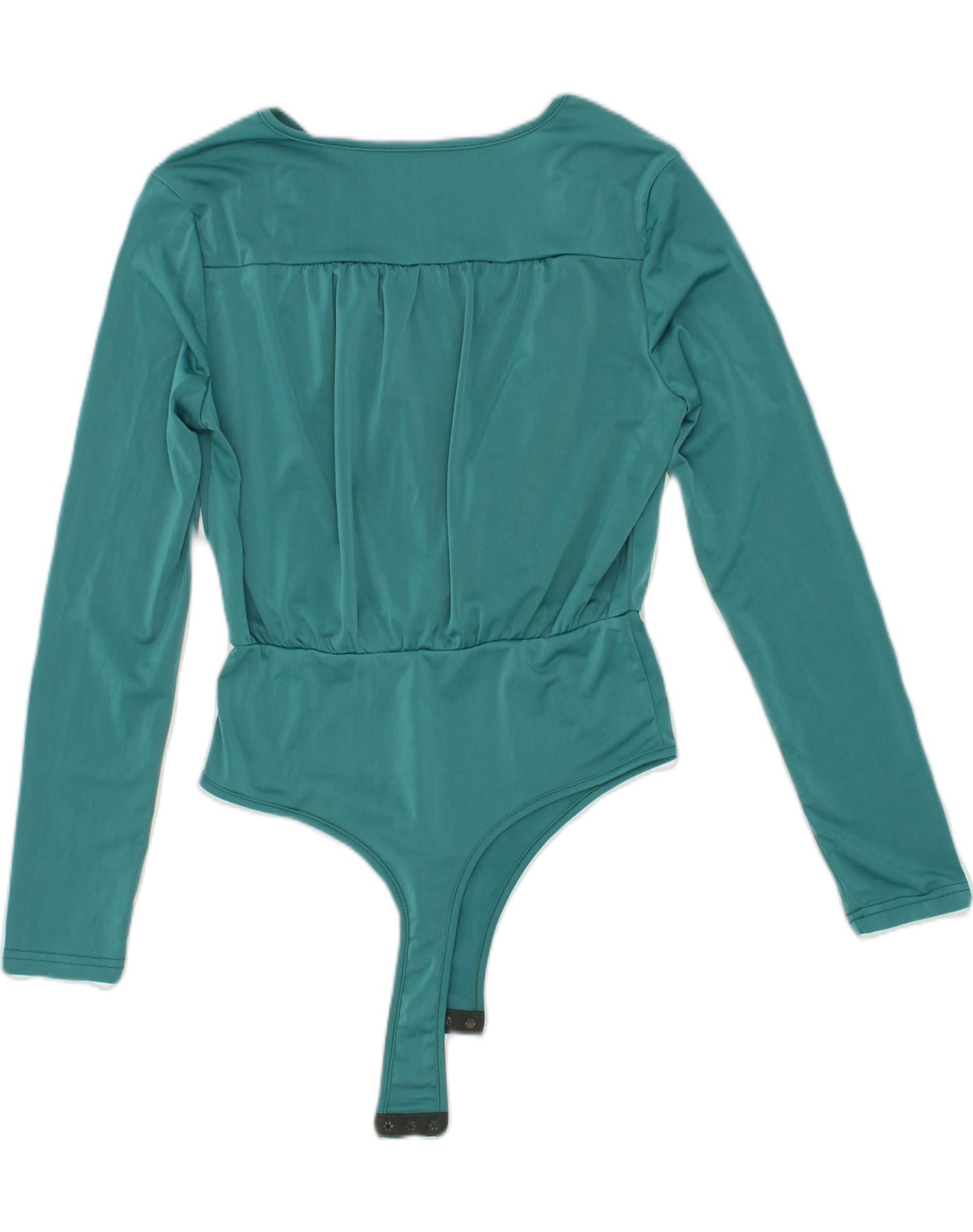 SHEIN Womens Long Sleeve Bodysuit UK 10 Small Green Polyester | Vintage Shein | Thrift | Second-Hand Shein | Used Clothing | Messina Hembry