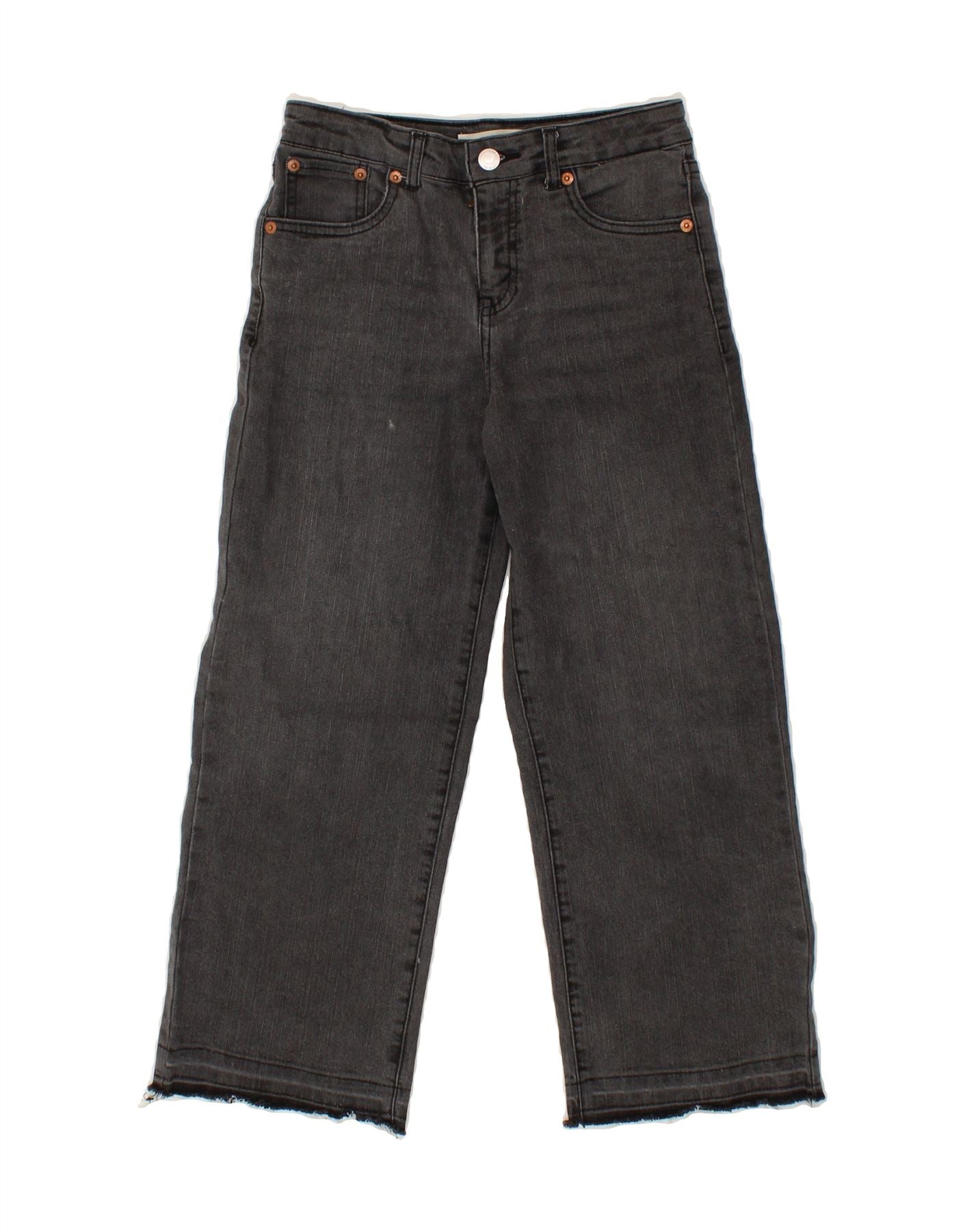 LEVI'S Girls Wide Leg Cropped Jeans 11-12 Years W24 L22  Black Cotton Vintage Levi's and Second-Hand Levi's from Messina Hembry